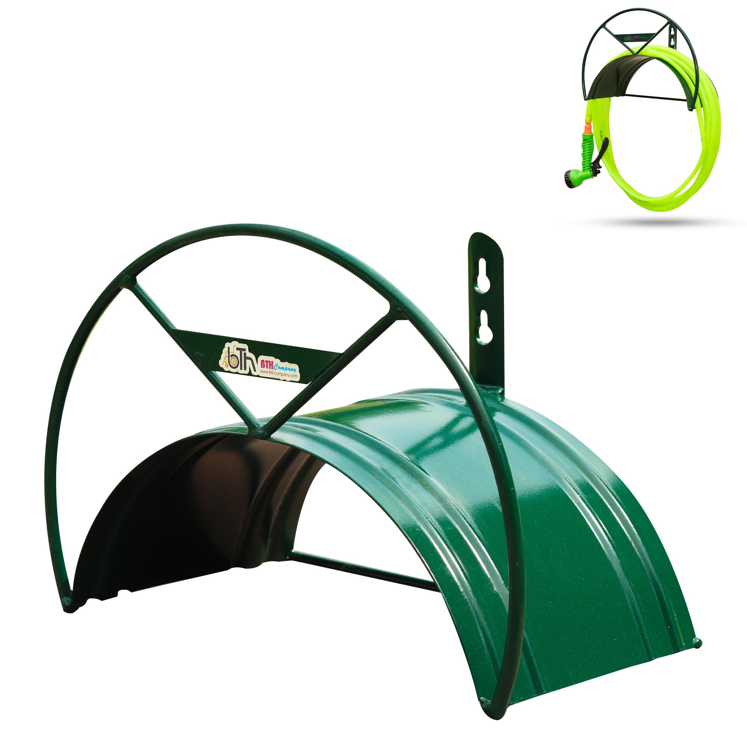 Alloy Steel Wall Mounted Watering Hose Holders - Heavy Duty Portable Irrigation Hose Hanger (Green)
