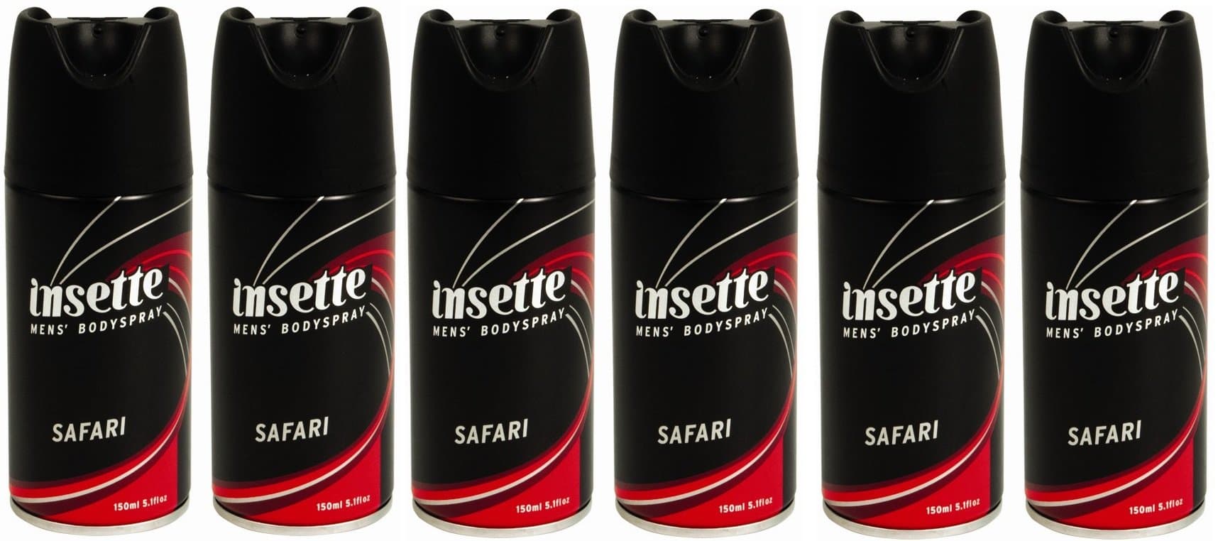 x6 Insette Safari Mens Deodorant Body Spray 150ml