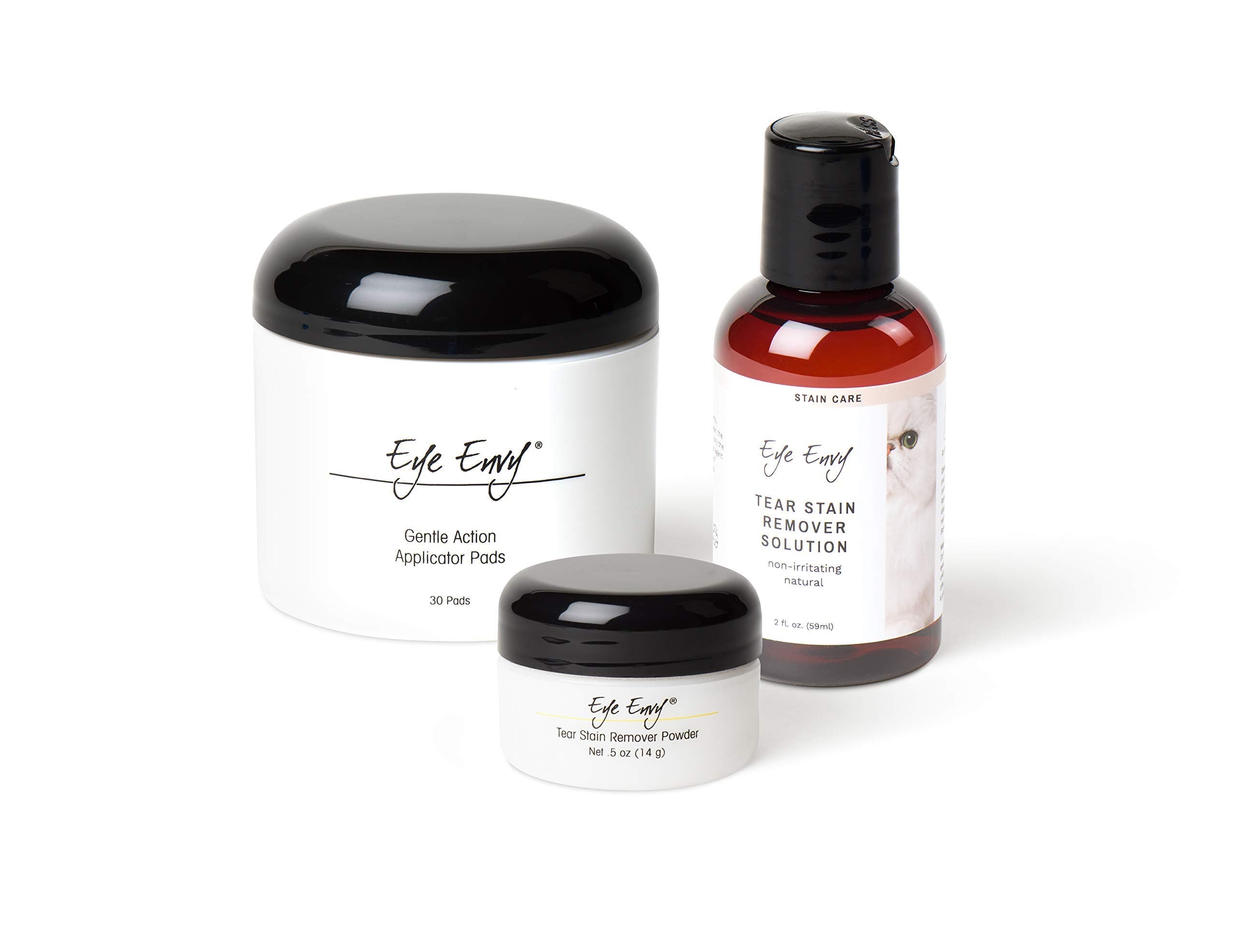 Eye Envy Deluxe Cat Tear Stain Remover Kit | Larger Sizes for Multiple Cat Households | Contains 4 Tear Stain Products | Lasts 60-90 Days | 2-Step System