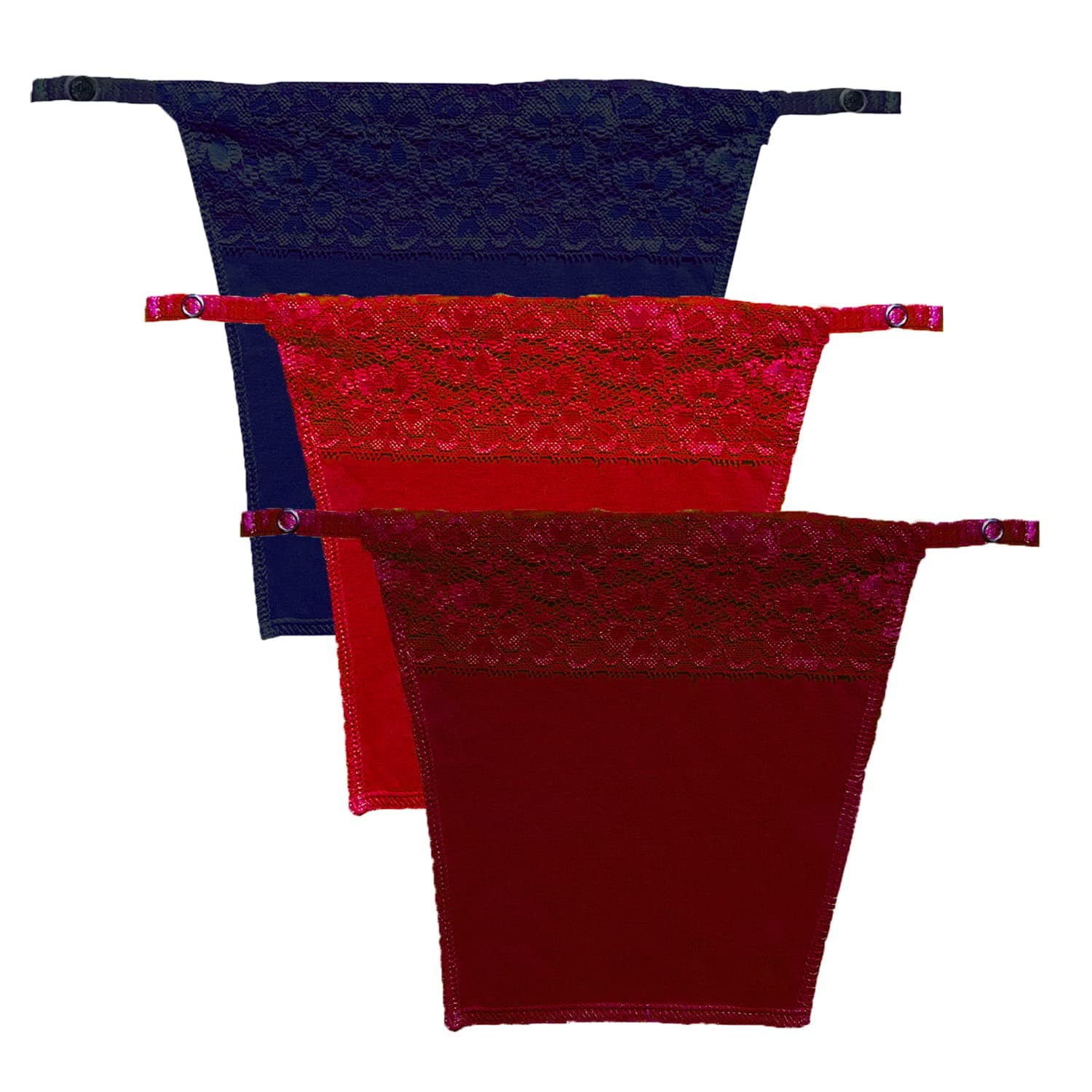 Shoppy Villa - Cotton Clip On Camisole for Women Mock Lace | Cleavage Cover | Deep Neck Cover Up Inners Cami Secret | Slip for Women Inner | Free Size | Set of 3