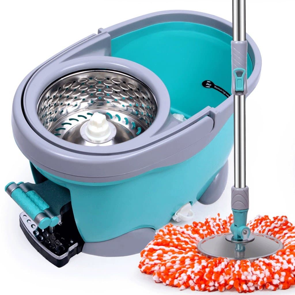 Frelt Mop Trousers Rotary Mop Barrel Rotary Tumbler Dropper Mop Mosaic Four Drive Automatic Mop ( Color : Blue )