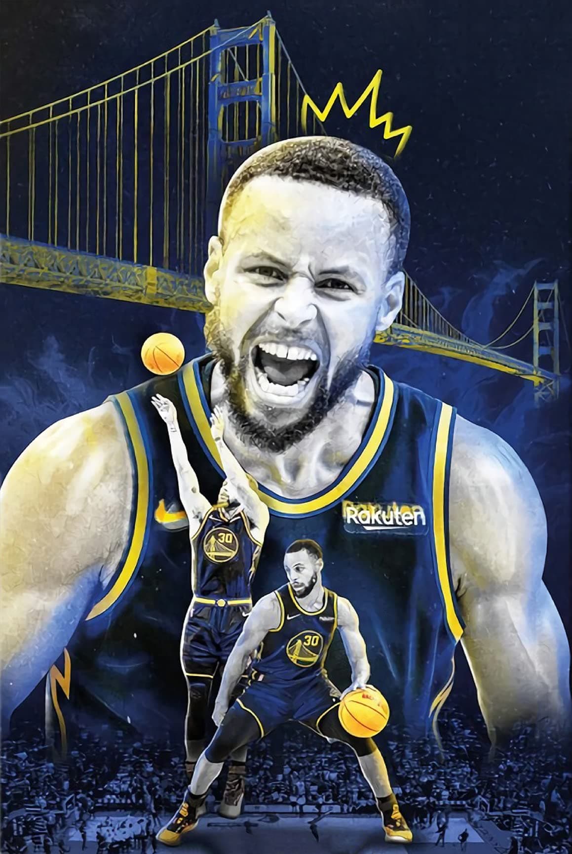 NIIORTY Stephen Curry Poster Wall Art, Motivation Basketball Canvas Poster, Curry Basketball Sports Wall Art, Stephen Curry Inspiration Poster for Office Man Cave Boys Room Decor, 16''x24''-No Frame