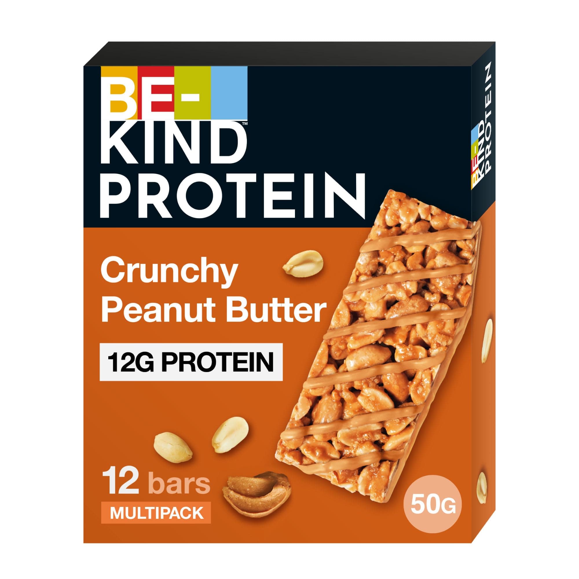 Peanut Butter Pack of 12x50g Protein Bar, 12g Plant Protein Tasty Protein Bars, Gluten Free Snacks, High Fibre, No Artificial Preservatives, No Artificial Colors, No Artificial Flavours