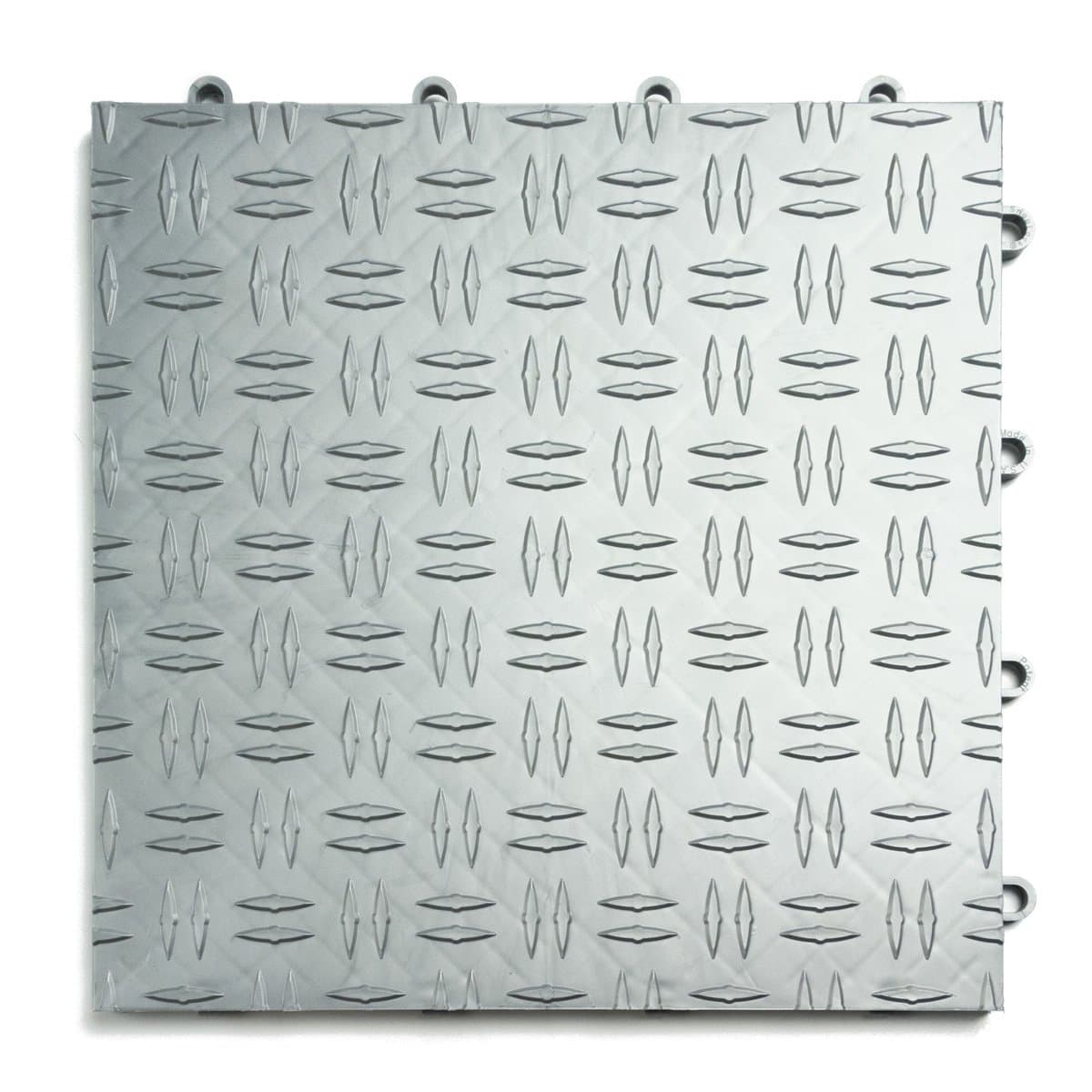 Big Floors GarageTrac Diamond, Interlocking Non-Slip Garage Flooring Tile, Durable, Modular, Heavy-Duty Copolymer, Easy Install (Alloy, 24 Pack of 12 x 12" Tiles)