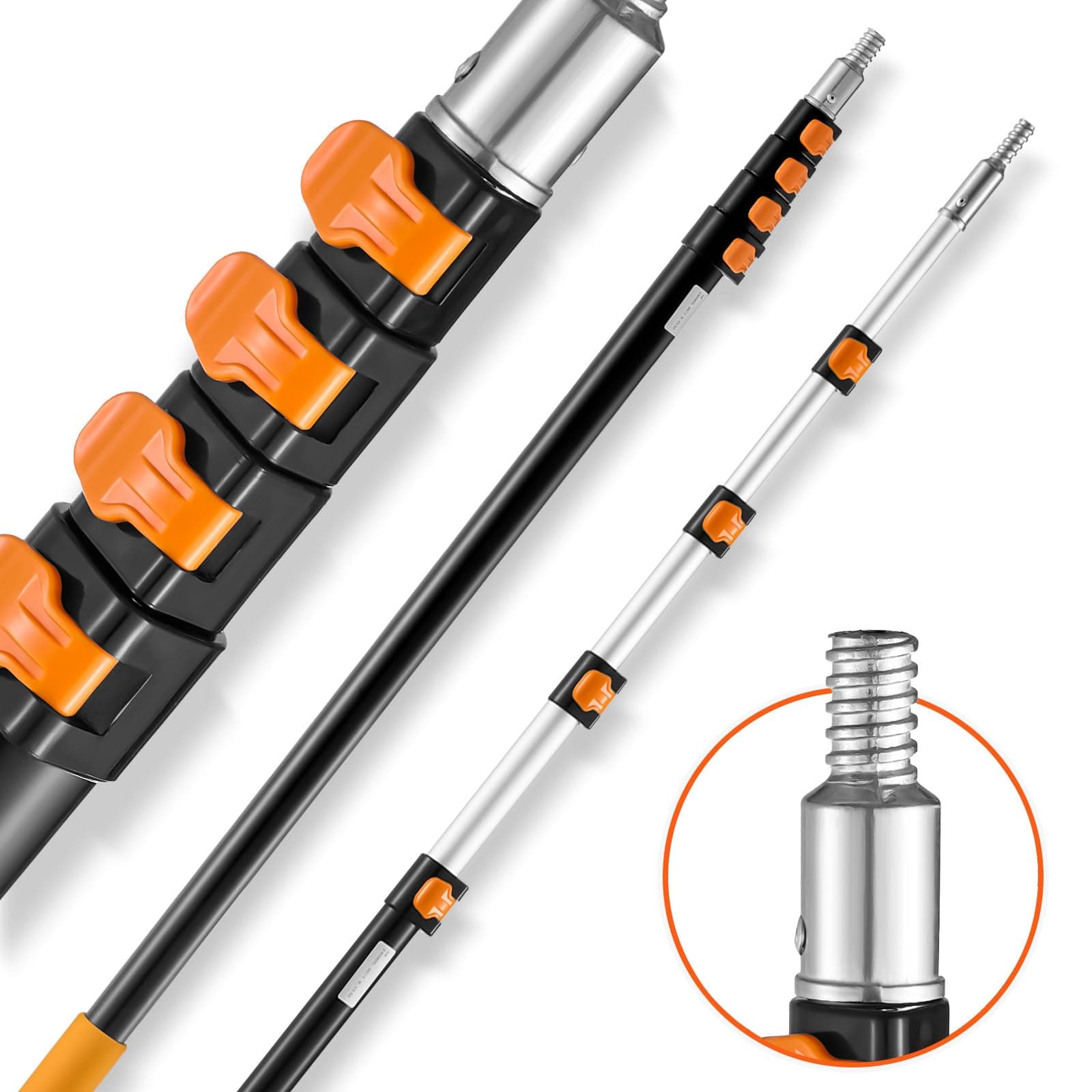 Telescopic Extension Pole, 6-24 FT Multi-Purpose Extension Pole, Sturdy Aluminum Alloy Paint Extendable Pole with Flip-Lock Design, Telescopic Pole for Painting, Dusting and Cleaning