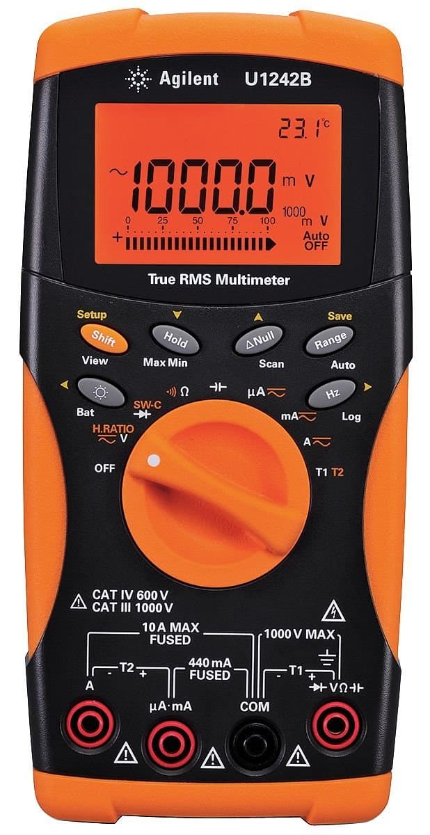 Agilent U1242B Handheld 4.5 Digital Multimeters AC DC True-RMS measurement for both AC voltage and current - Harmonic ratio (for U1242B only) 0.0% to 99.9%