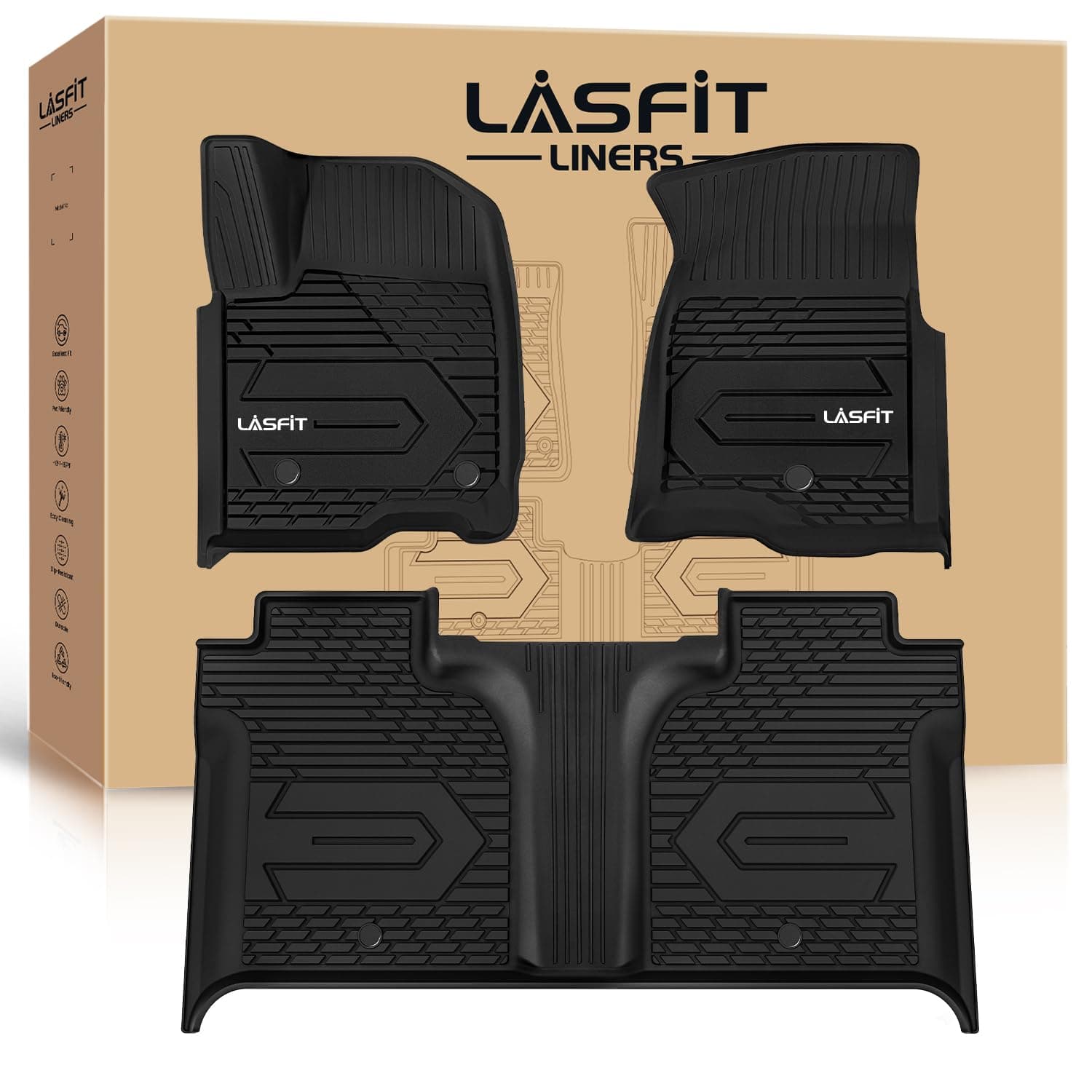 Floor Mats 2019-2026 for Chevy Silverado/GMC Sierra 1500, 2020-2026 2500 HD/3500 HD, Crew Cab Only(Fit with Rear Under-Seat Storage, But Not Fit 2nd Row Plastic Storage) All Weather TPE Mats