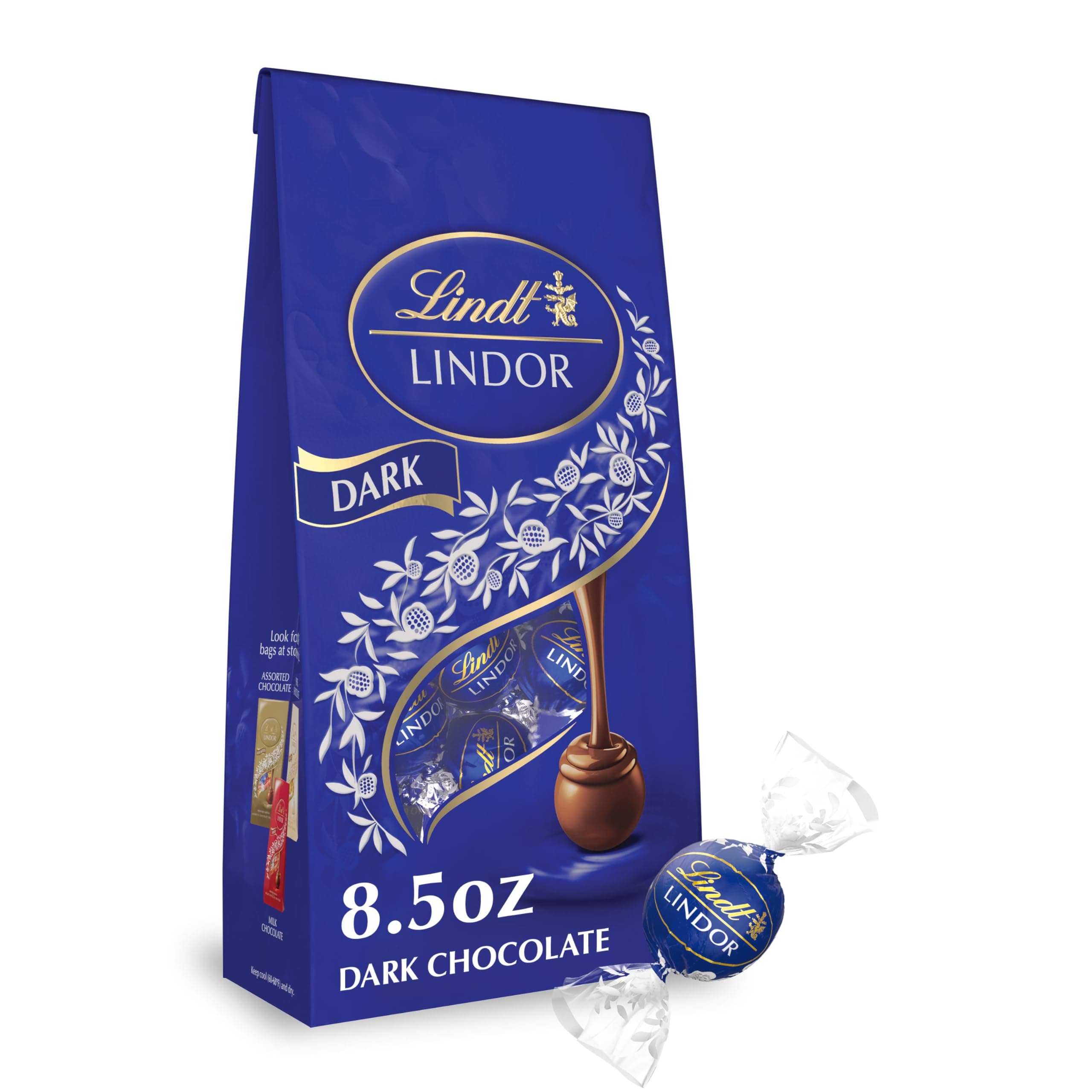 Lindt LINDOR Dark Chocolate Candy Truffles, Chocolates with Smooth, Melting Truffle Center, 8.5 oz. Bag