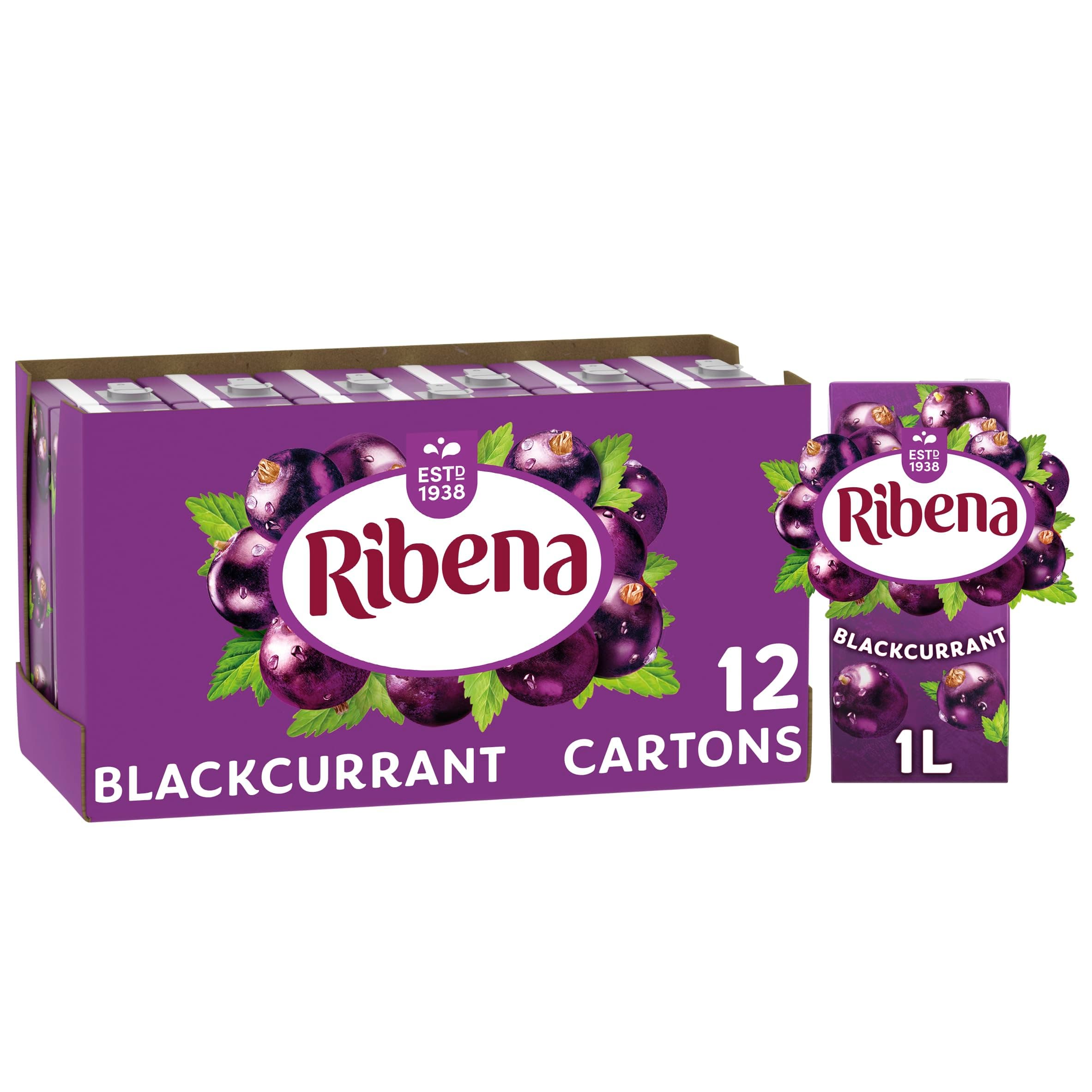Ribena Blackcurrant Juice Drink Carton 12x1L | Real Fruit | Rich In Vitamin C | No Artificial Colours or flavours | Perfect For On The Go