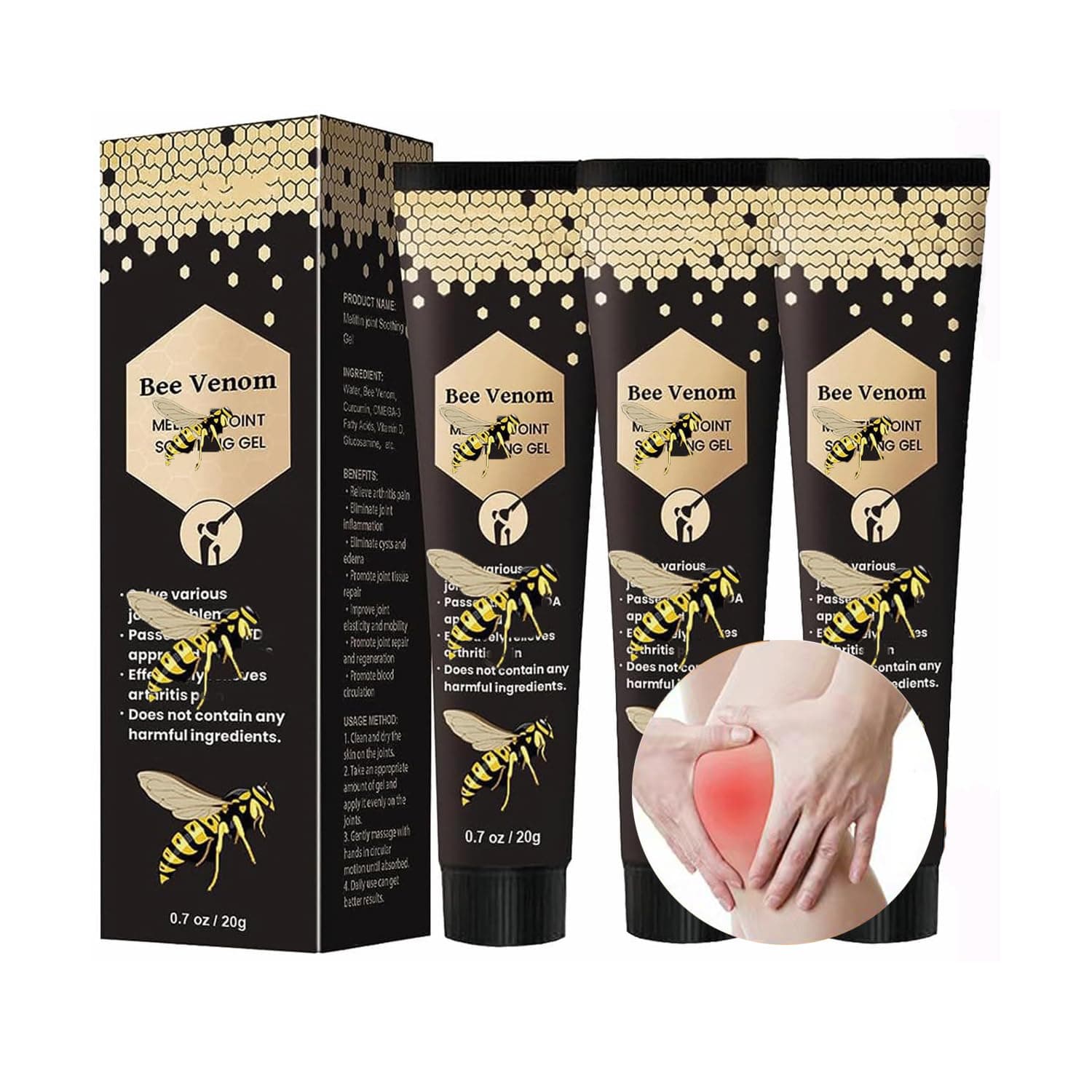 Bee Venom Relief Cream, Joint & Muscle Soothing Bee Venom Cream, Newzealand Bee Venom Gel (B)