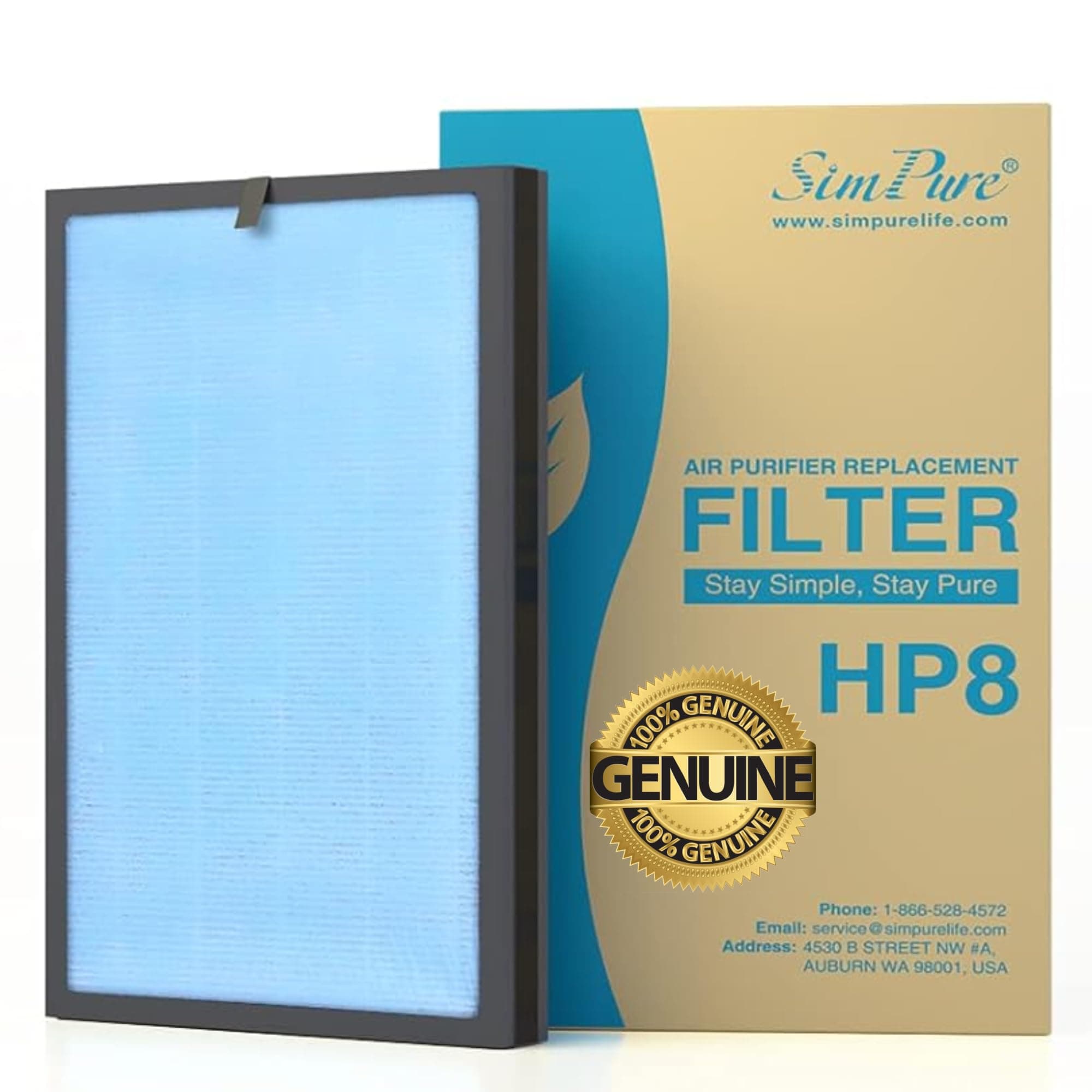 HP8 Original HEPA Replacement Filter Compatible with HP8 Air Purifier, SP-HP8-RF (NOT for Other SimPure Air Purifiers)
