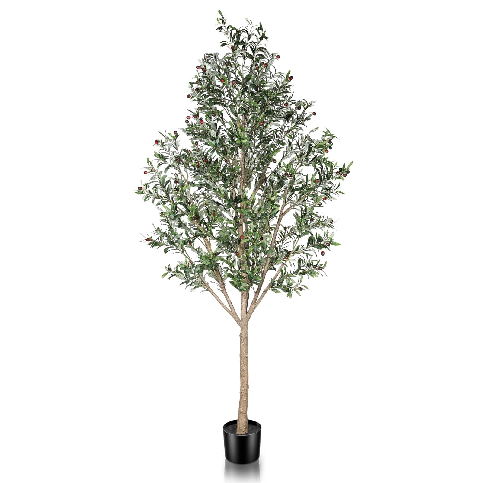 Artificial Olive Tree, Tall 8 Feet Fake Potted Olive Silk Tree with Planter, Large Faux House Plants Decoration for Home Office Decor
