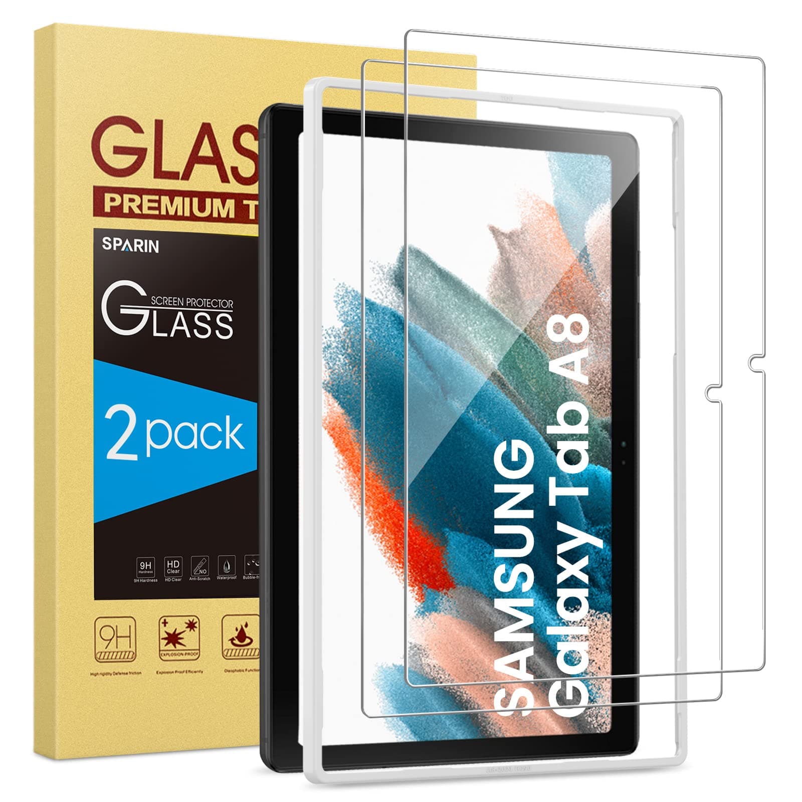 SPARIN[2 Pack] Screen Protector for Samsung Galaxy Tab A8 (2021 Release) 10.4 inch Tempered Glass/Anti-Scratch/Bubble Free