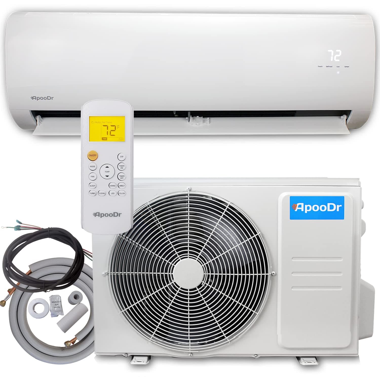 12000 BTU Mini Split Air Conditioner Ductless Inverter System 17.4 SEER2 with Heat Pump 110V 1 Ton,with Installation Kit