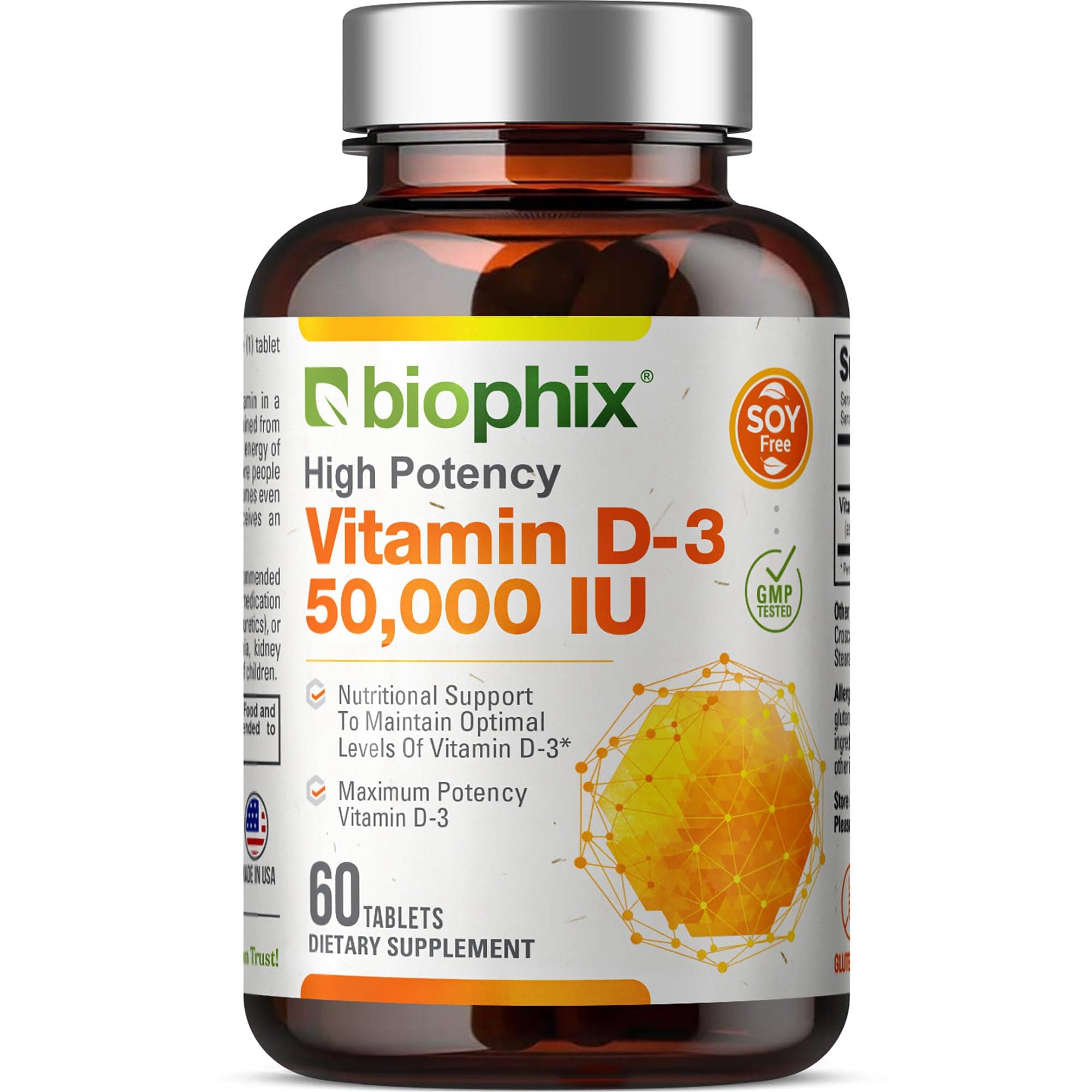 biophix Vitamin D-3 50000 IU 60 Tablets - High-Potency Supports Strong Bones Immune Health