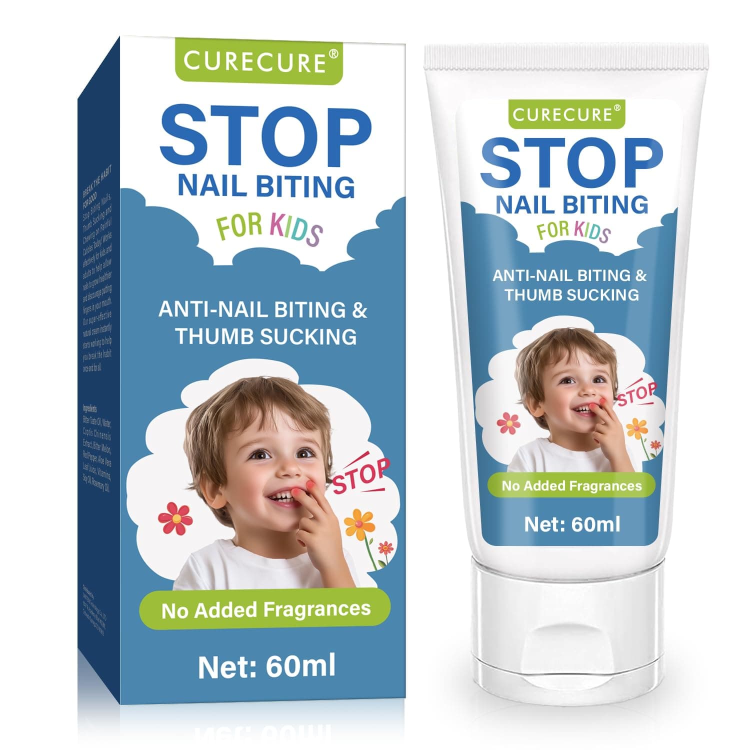 Nail Biting Treatment for Kids, Nail Biting Prevention, No Bite Nail Cream for Nail Care & Stop Thumb Sucking, Safe and Natural Plant Bitter Formula, 60 ML