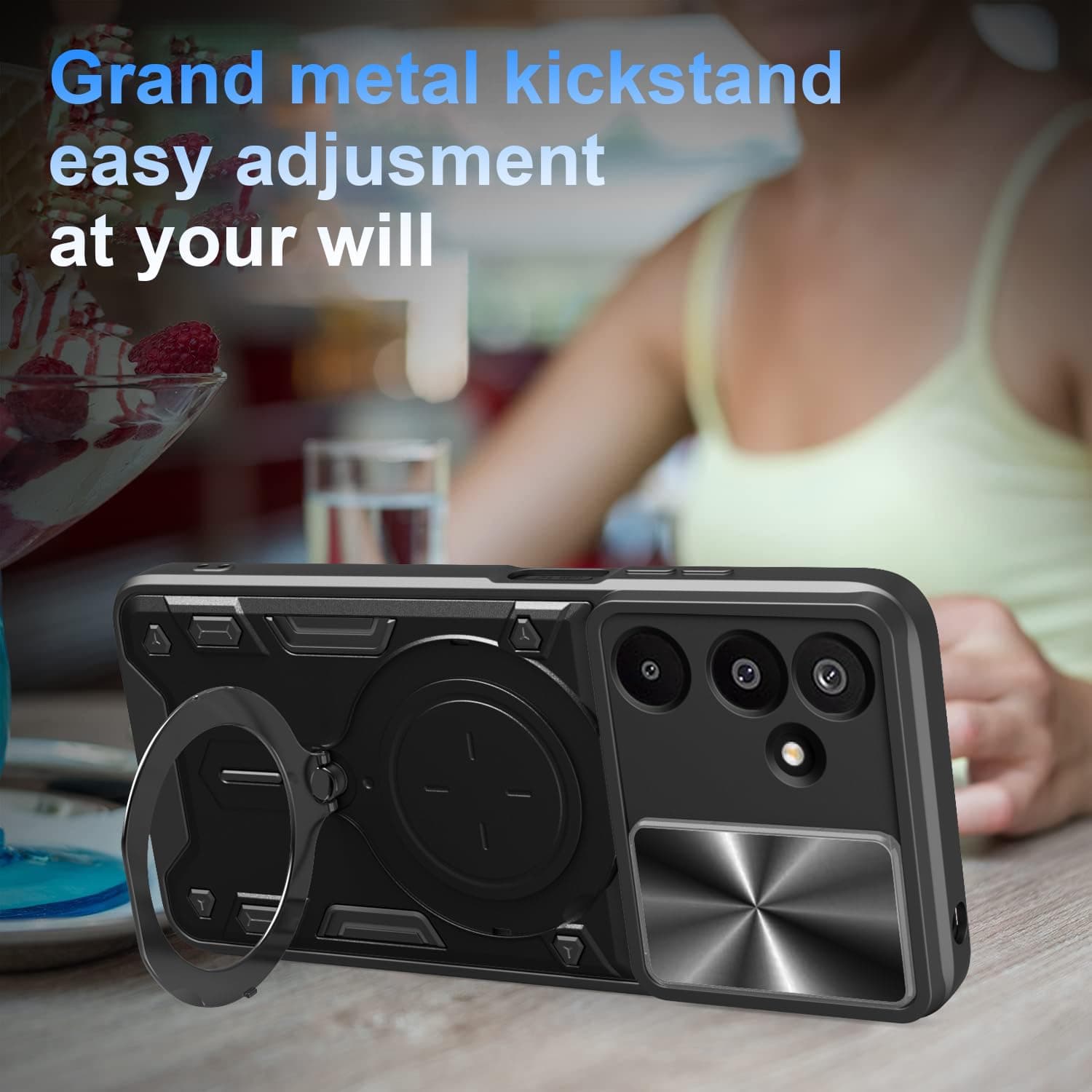 Compatible with Samsung Galaxy F16 5G Case Cover,with Slide Camera Lens Cover Compatible with Samsung Galaxy M16 5G SM-E166P/DS SM-M166P/DS Case Black