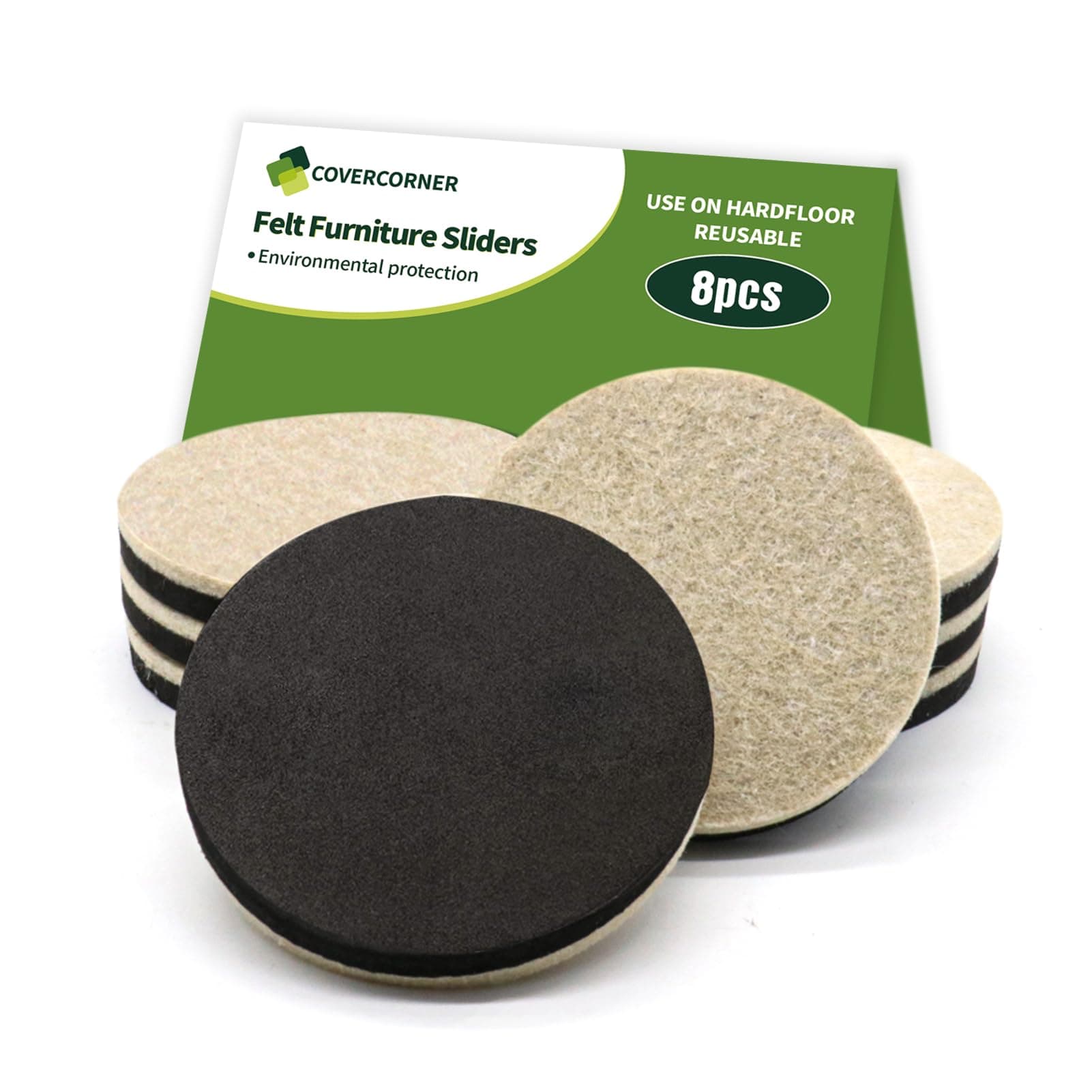 Felt Furniture Sliders for Hardwood Floors 8 PCS - 3 1/2 inch Furniture Moving Slider – Heavy Duty Felt Movers Sliders Chair Legs Floors Protectors (for Hardwood Floors)
