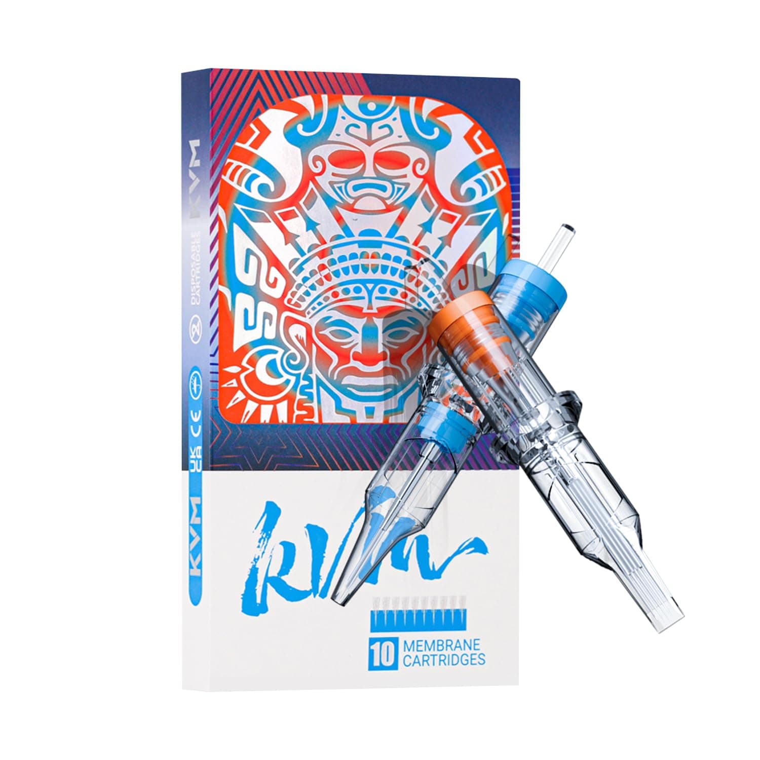 KVM Tattoo Cartridge - 1207RM(0.35mm) 10Pcs Disposable Tattoo Needles with Membrane Safety Cartridges for Tattoo Round Liner