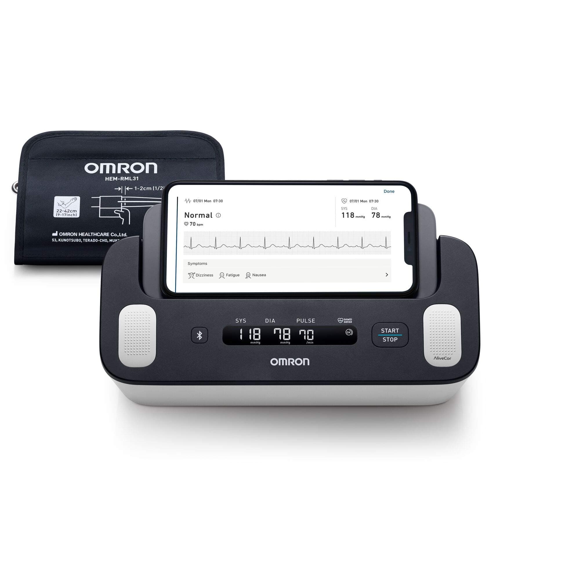 Complete Smart Home Blood Pressure Monitor and ECG for Hypertension Monitoring and AFib screening at Home - Now with 1 Year Connect Premium Subscription for Free