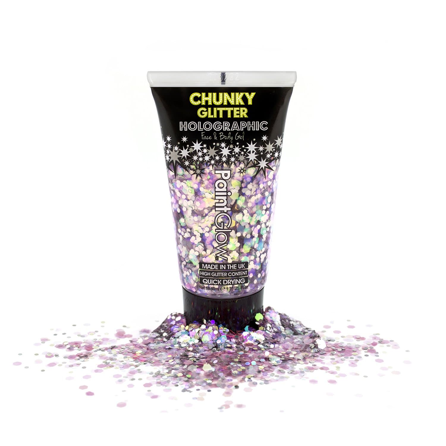 Holographic UV Chunky cosmetic glitter gels 50ml for face, body & hair
