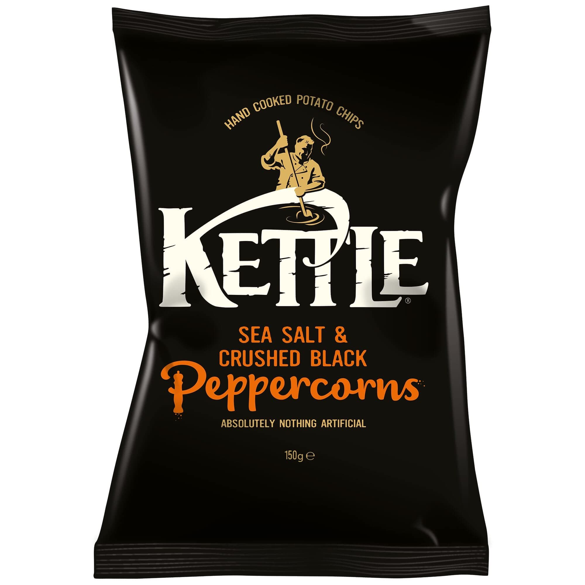 Kettle Sea Salt With Crushed Black Peppercorns Chips 150 G (Pack Of 12)