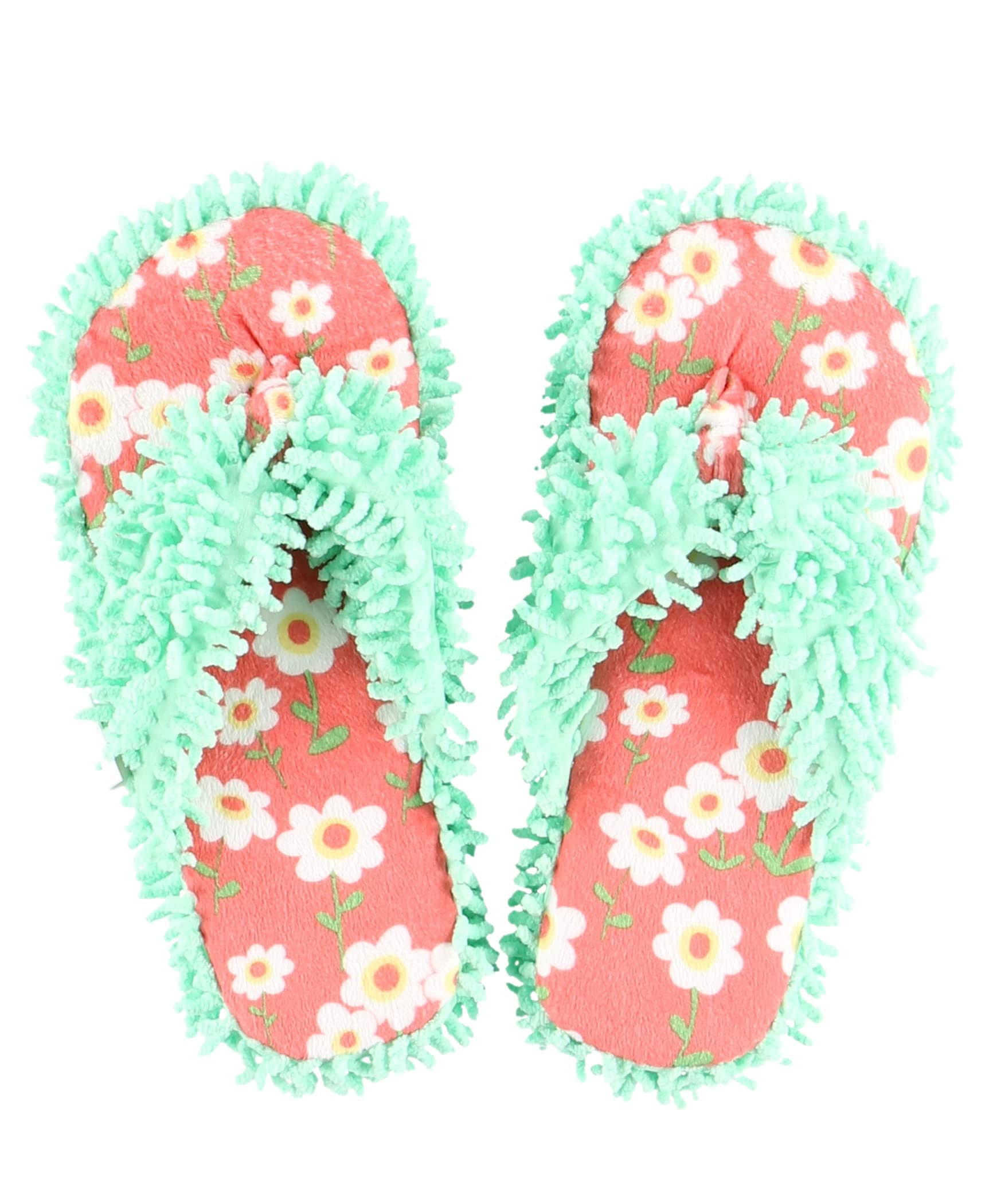 Lazy One Spa Flip-Flop Slippers for Women, Fuzzy House Slippers, Flowers, Light Pink (Small/Medium)