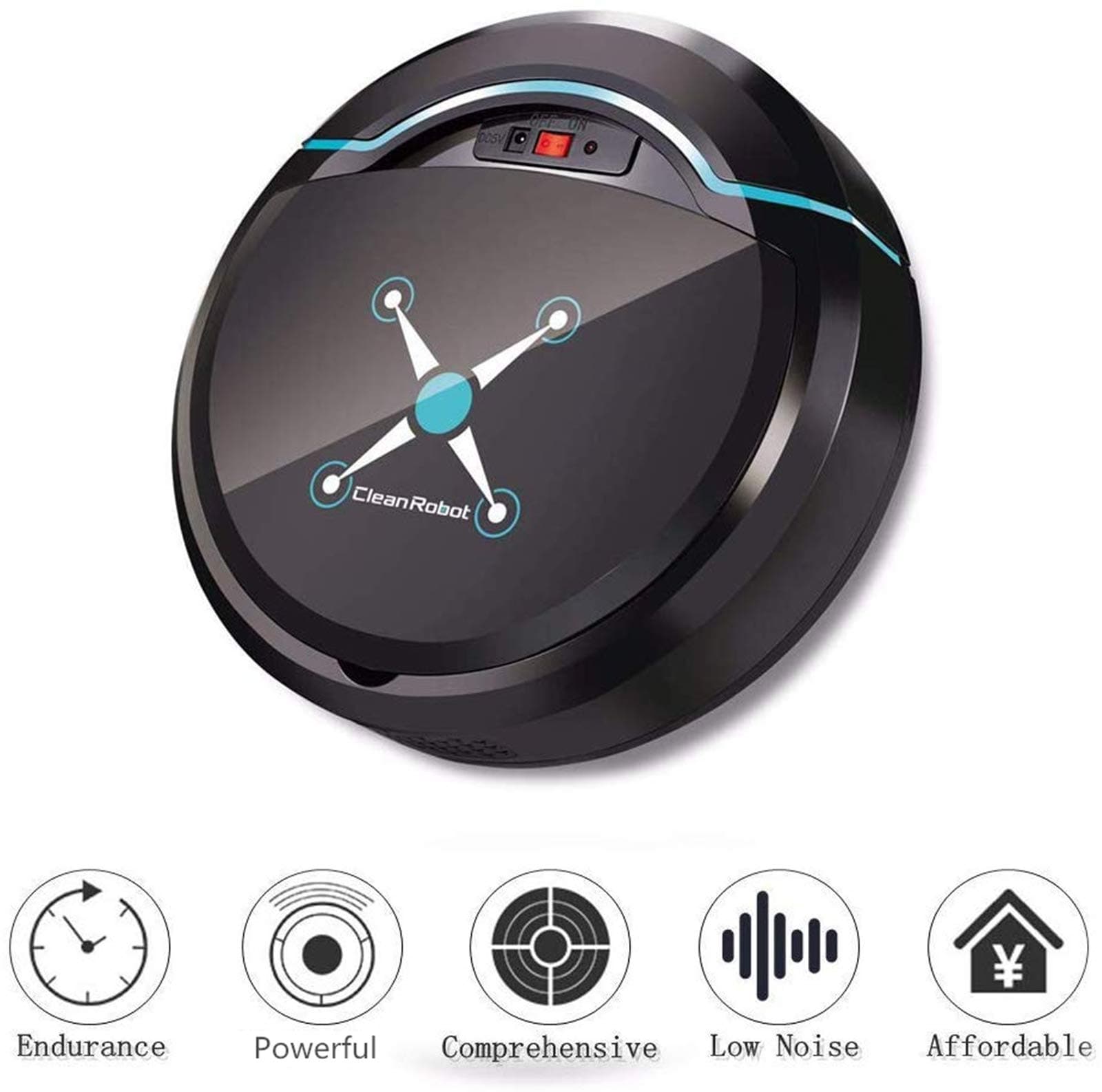 YANGKEE Robot Vacuum Cleaner-1200Pa Strong Suction Sweeping Robot Super Thin, Quiet Robotic Vacuums Cleaner Auto Sweeper For Dust Hair Care(Black)