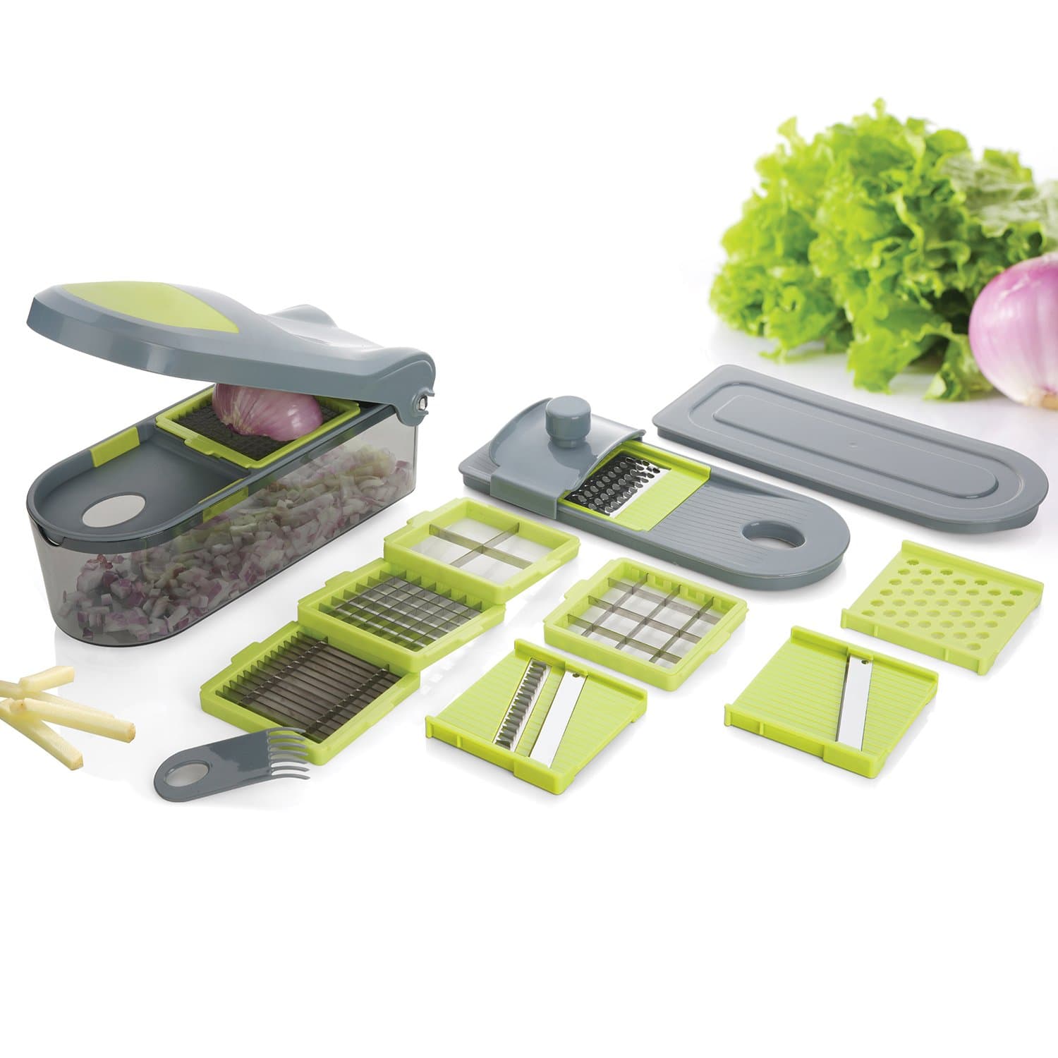 Kalokelvin Vegetable Choppers Vegetarian Chopper Mandoline Slicer 10in1 Multifunctional Vegetable & Fruit Shredder Slicer Chopper/Onion Chopper/Manual Food Choppers/Food Dicer(1500 ML)