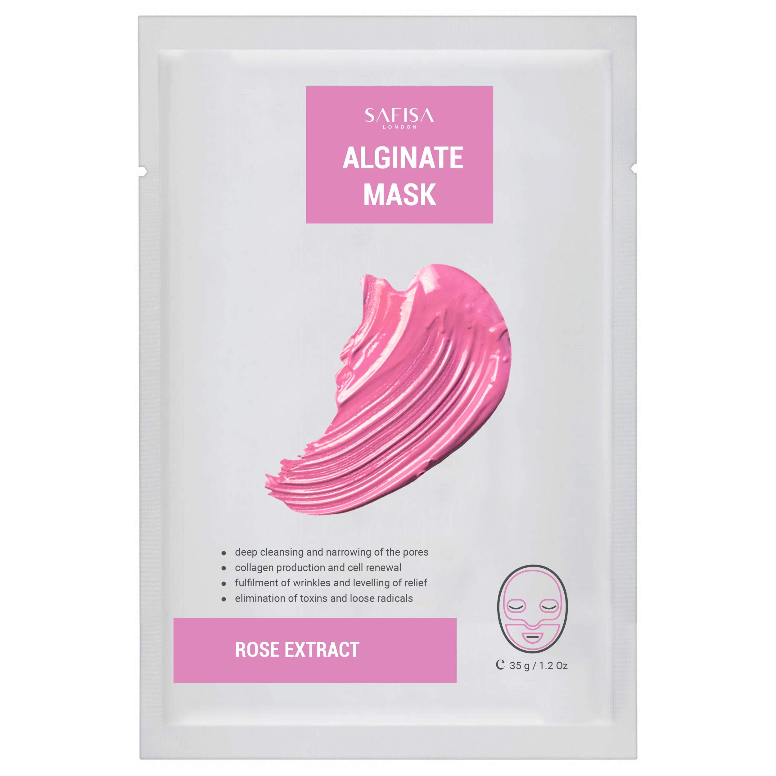 SAFISA Rose Essence Alginate Mud Mask 35g | Pore Minimizer | 100% Natural Ingredients | Blackhead Removal & Pore Cleaner | Korean Skincare Formula | Clay Mask Vitamin C, E | All Skin Types