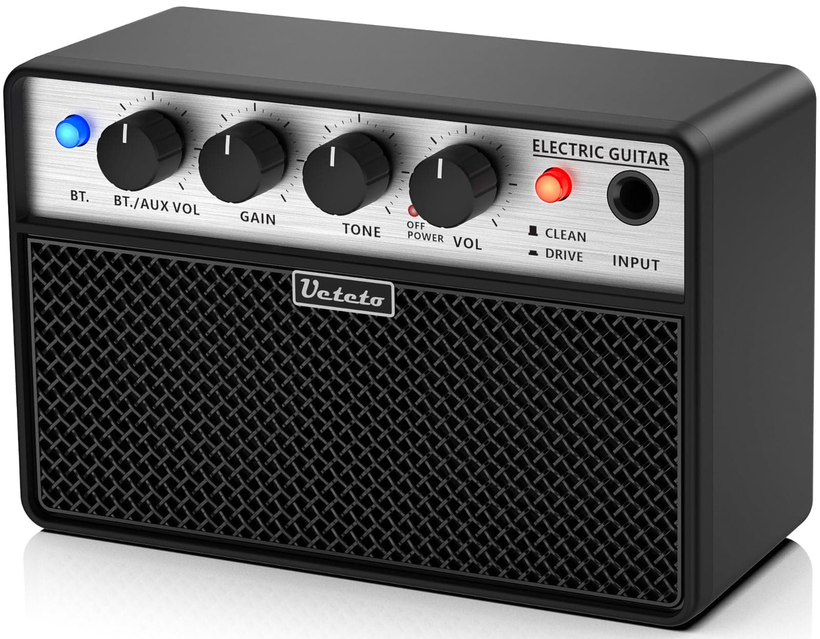 10W Mini Guitar Amp, Portable and Rechargeable Electric Guitar Practice Amplifier with Clean and Drive Channels, WA-03