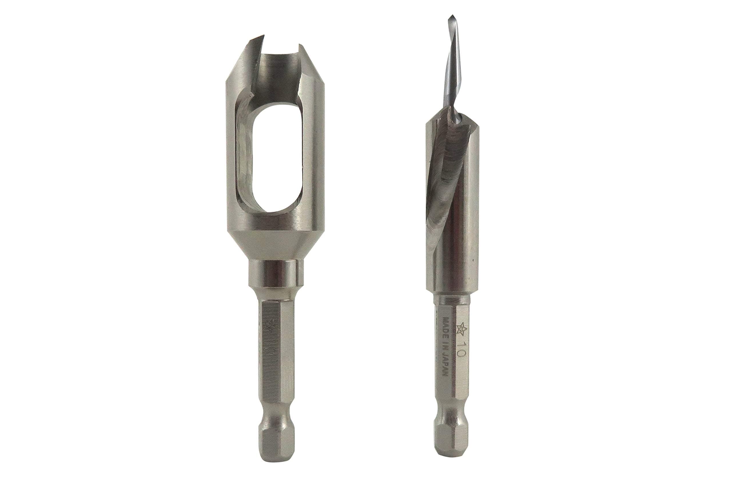 WoodOwl 58S-13 Plug Cutter/Countersink Set 3.5 mm (~9/64”) Pilot Hole and 10 mm (~3/8”) Countersink and Plug, Cuts Plugs with Cordless Drills