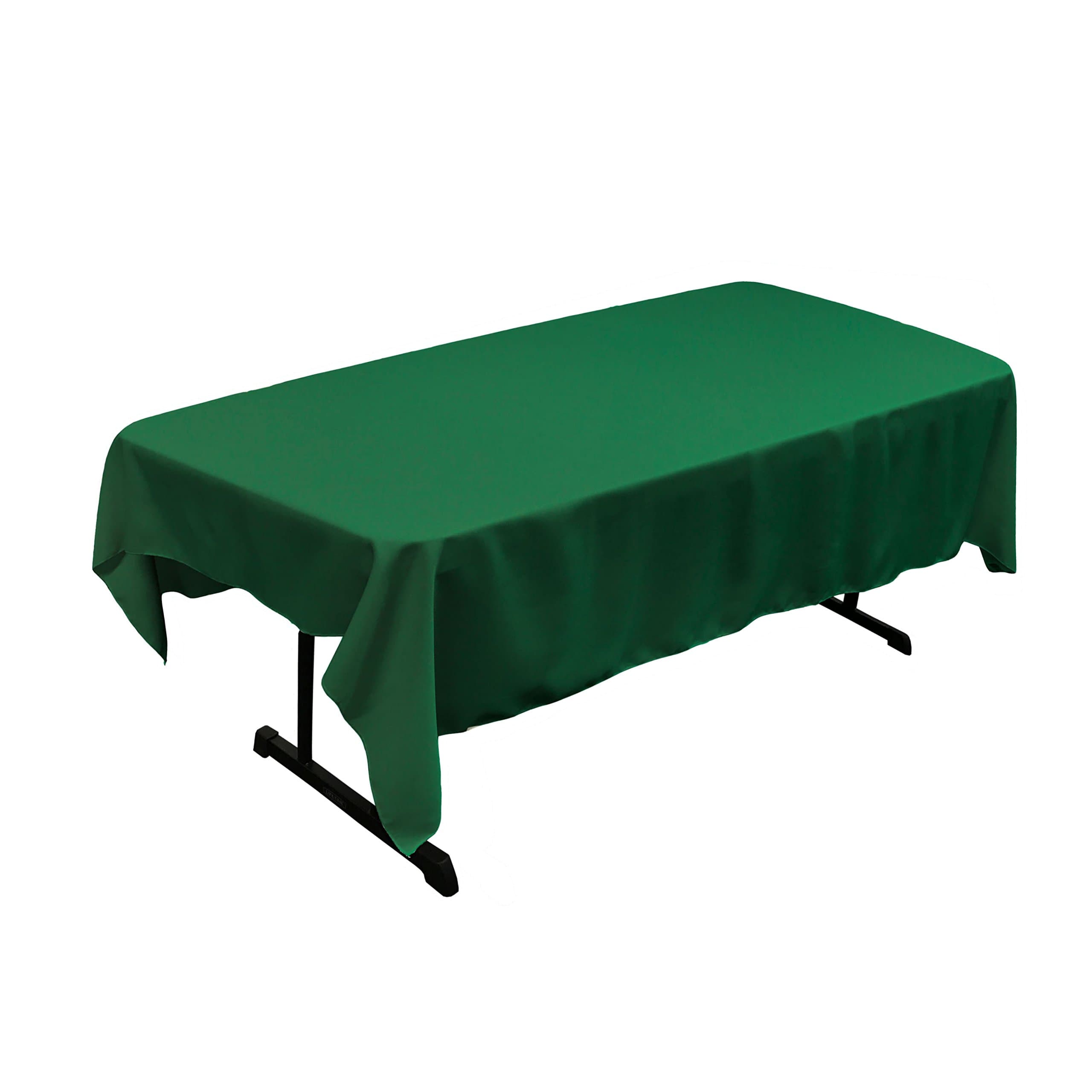 LA Linen Polyester Poplin Washable Rectangular Tablecloth, Stain and Wrinkle Resistant Table Cover 60x84, Fabric Table Cloth for Dinning, Kitchen, Party, Holiday 60 by 84-Inch, Emerald Green