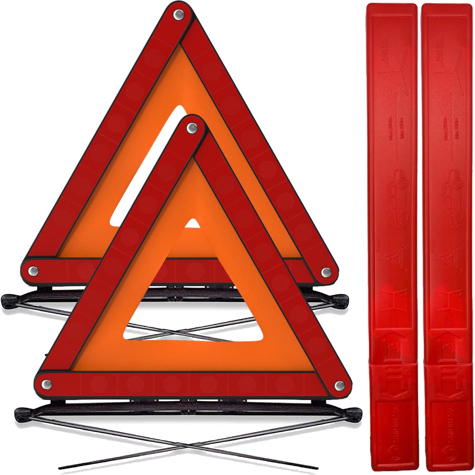 Xtremeauto Warning Triangles For Cars - Car Triangle Warning Sign Breakdown Kit, X2 Emergency Car Warning Triangle European Driving Reflective Red Breakdown Triangle Hazard Triangle ECE R27 Compliant