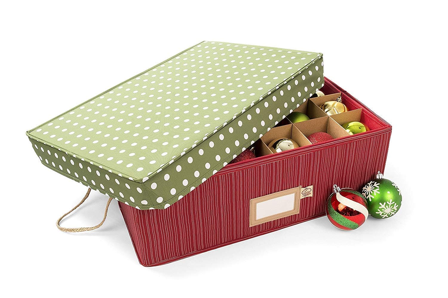 Santas Bags Decorated Two Tray Drawer Ornament Storage Box - Polka Dot