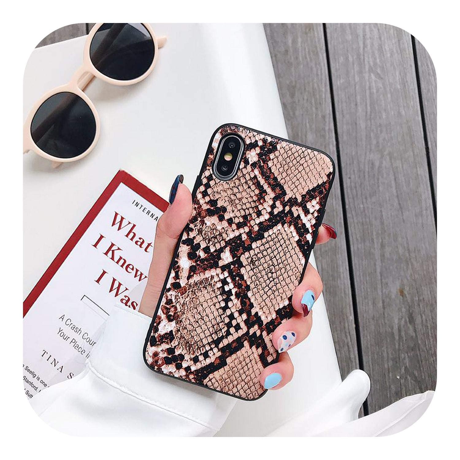 Retro Snake Skin Phone case Coque for iPhone 11 11pro XS Max Matte Soft TPU case for iPhone X XR XS 6 6s 7 8 Plus Cover fundas-B-for iPhone 8