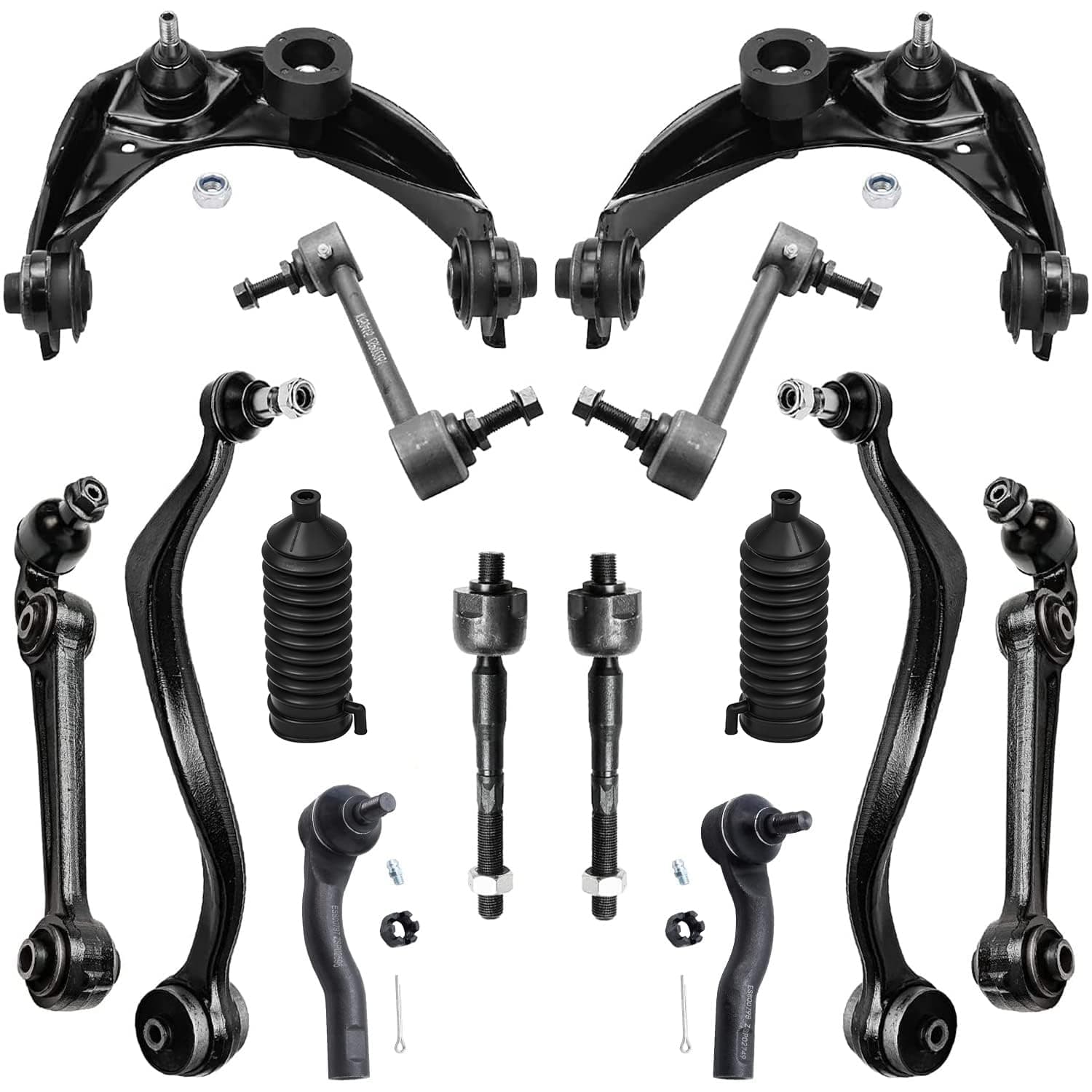 Detroit Axle - 14pc Front End Suspension Kit for 2010-2012 Ford Fusion Mercury Milan, 2011-2012 Lincoln MKZ, 6 Control Arms w/Ball Joints 2 Sway Bars 4 Tie Rods 2 Boots Replacement