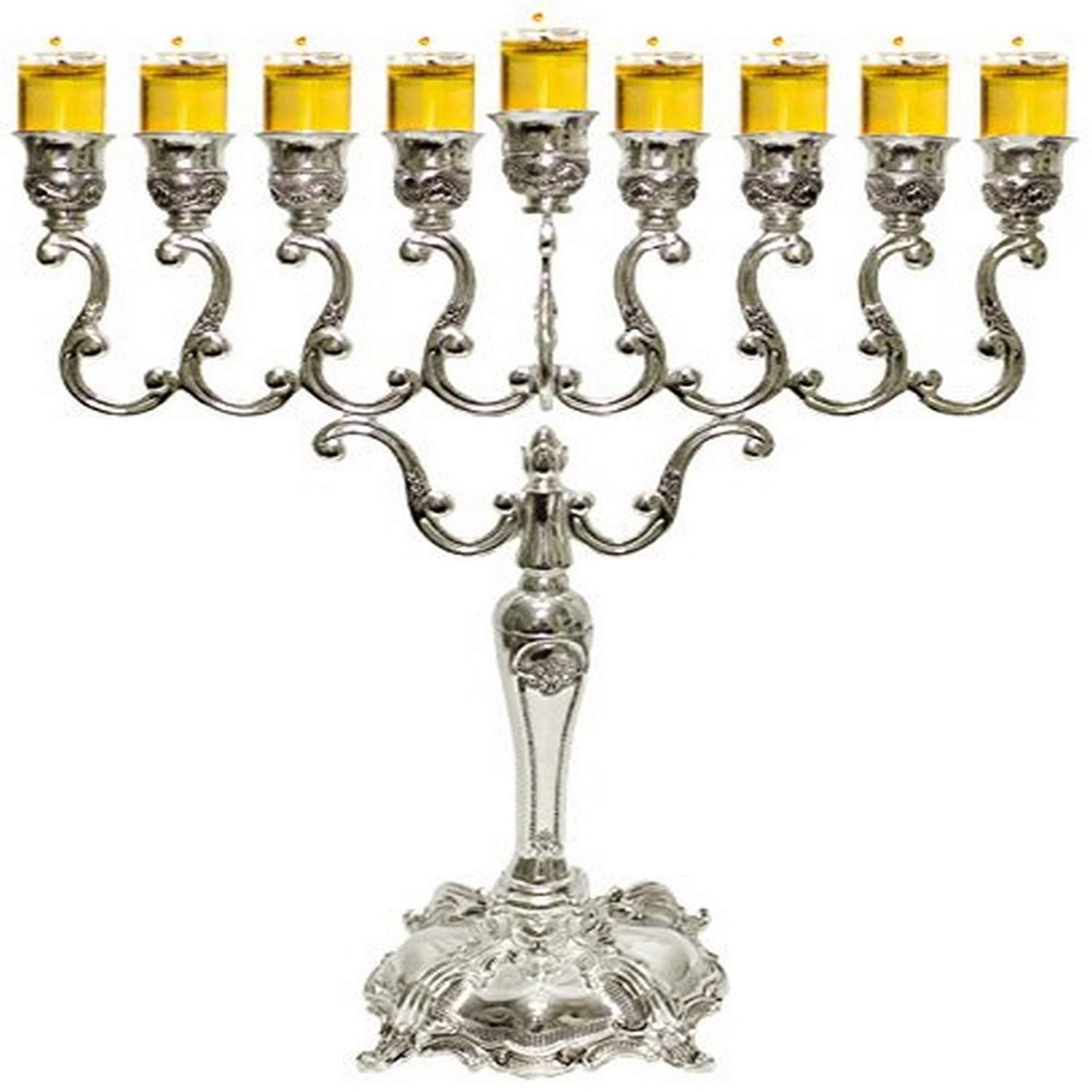 Majestic Giftware MN-HA210 Hanukkah Menorah, 20-Inch, Silver Plated