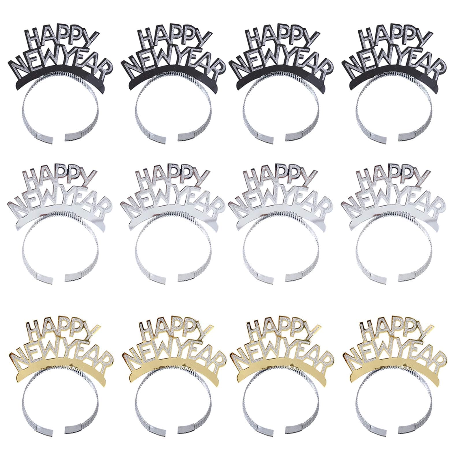 Happy New Year Headband Tiara,New Years Party Favor,New Years Eve Party Decorations 12Pcs
