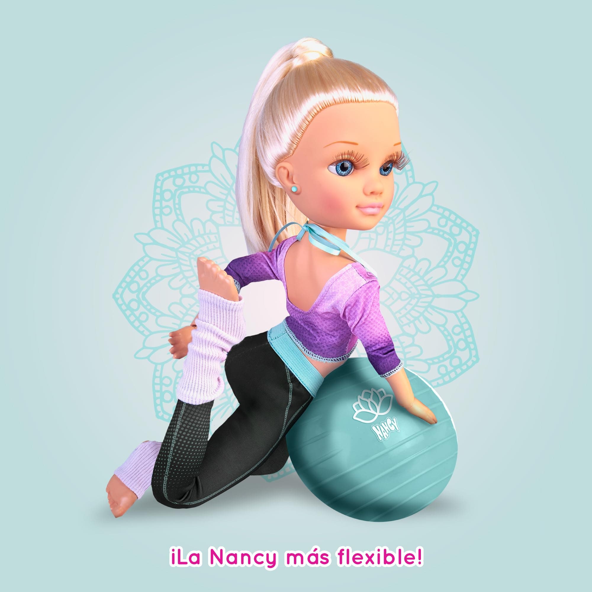 NANCY Yoga Class NAC76000 3 Years Flexible Yoga Doll with 16 Points of Articulation and Fitness Ball
