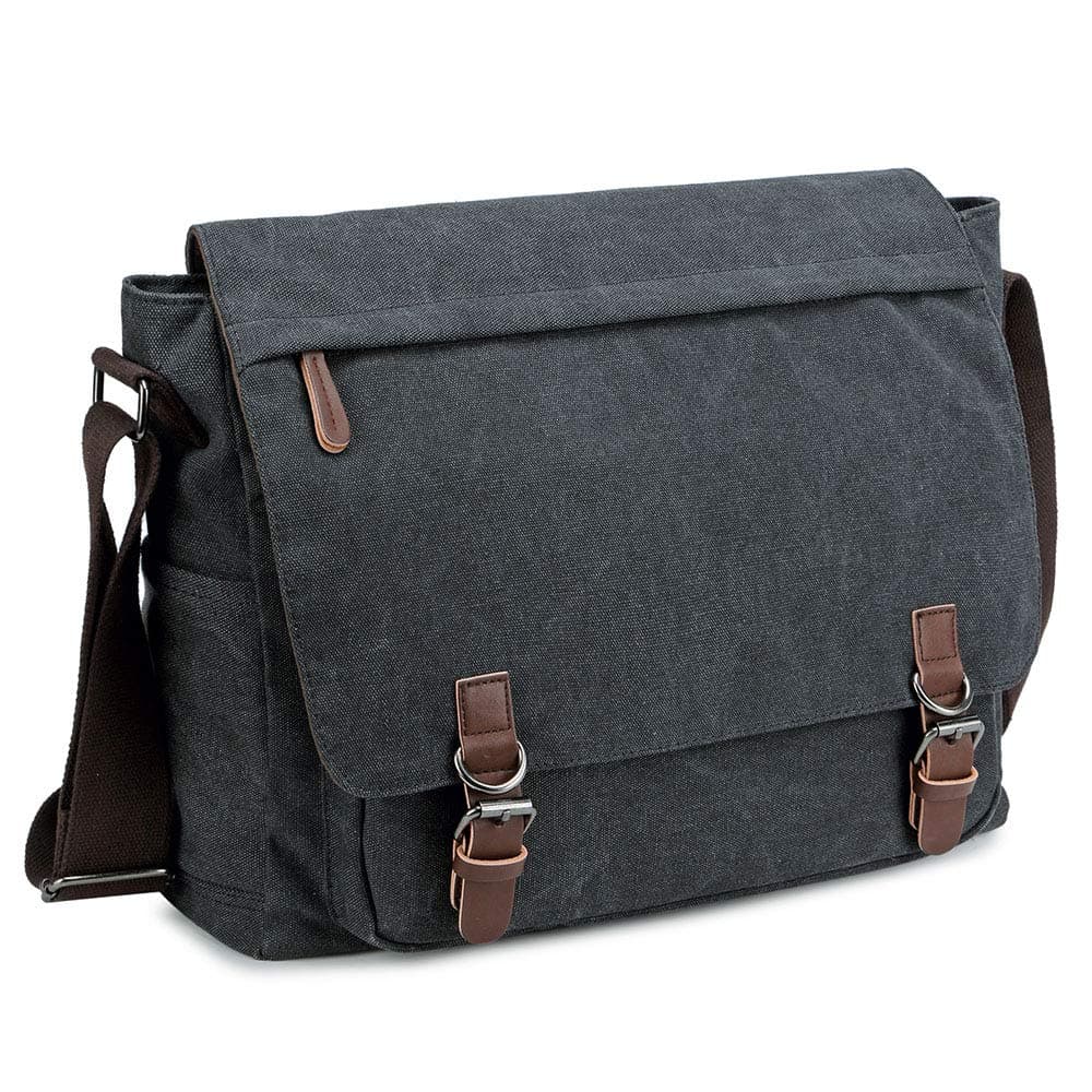 Messenger Bag for Men Retro, Canvas Satchel casual Briefcases Laptop Bag fit 13.3 15.6 Inch