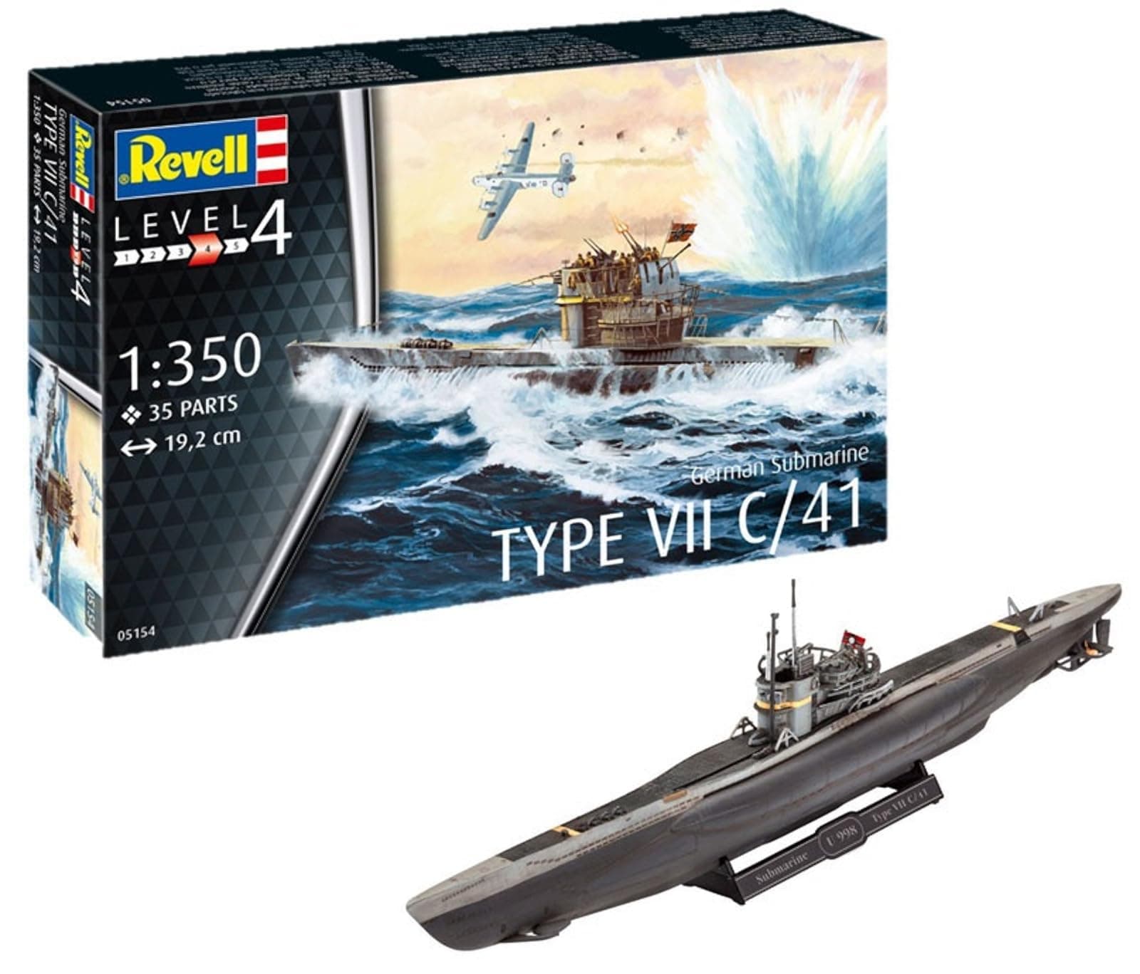 RV05154 05154 5154 German Submarine Type VII C/41 1: 350 Plastic Model Kit, Various