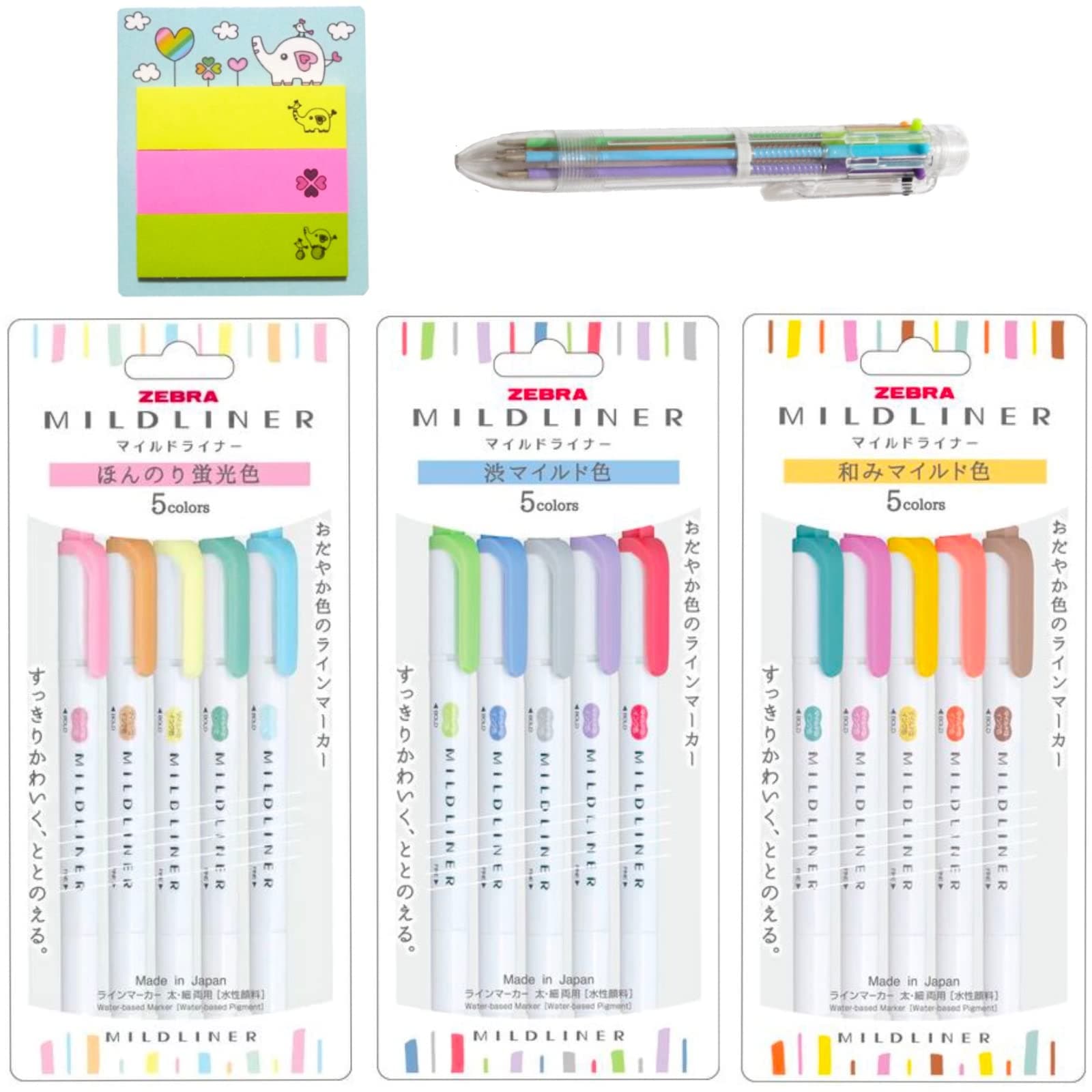 Zebra Mild liner 15 Color Set - Double-Sided Highlighter Pens