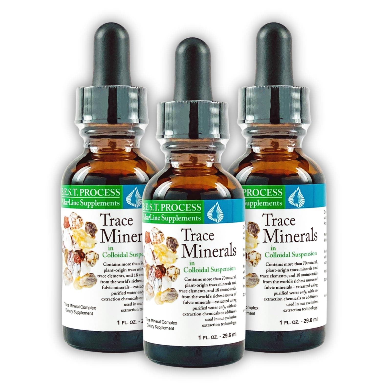 Morter Trace Minerals in Colloidal Suspension (3 Pack) Morter HealthSystem Best Process Alkaline — Nutrient Dense Trace Elements, Fulvic Minerals & Amino Acids