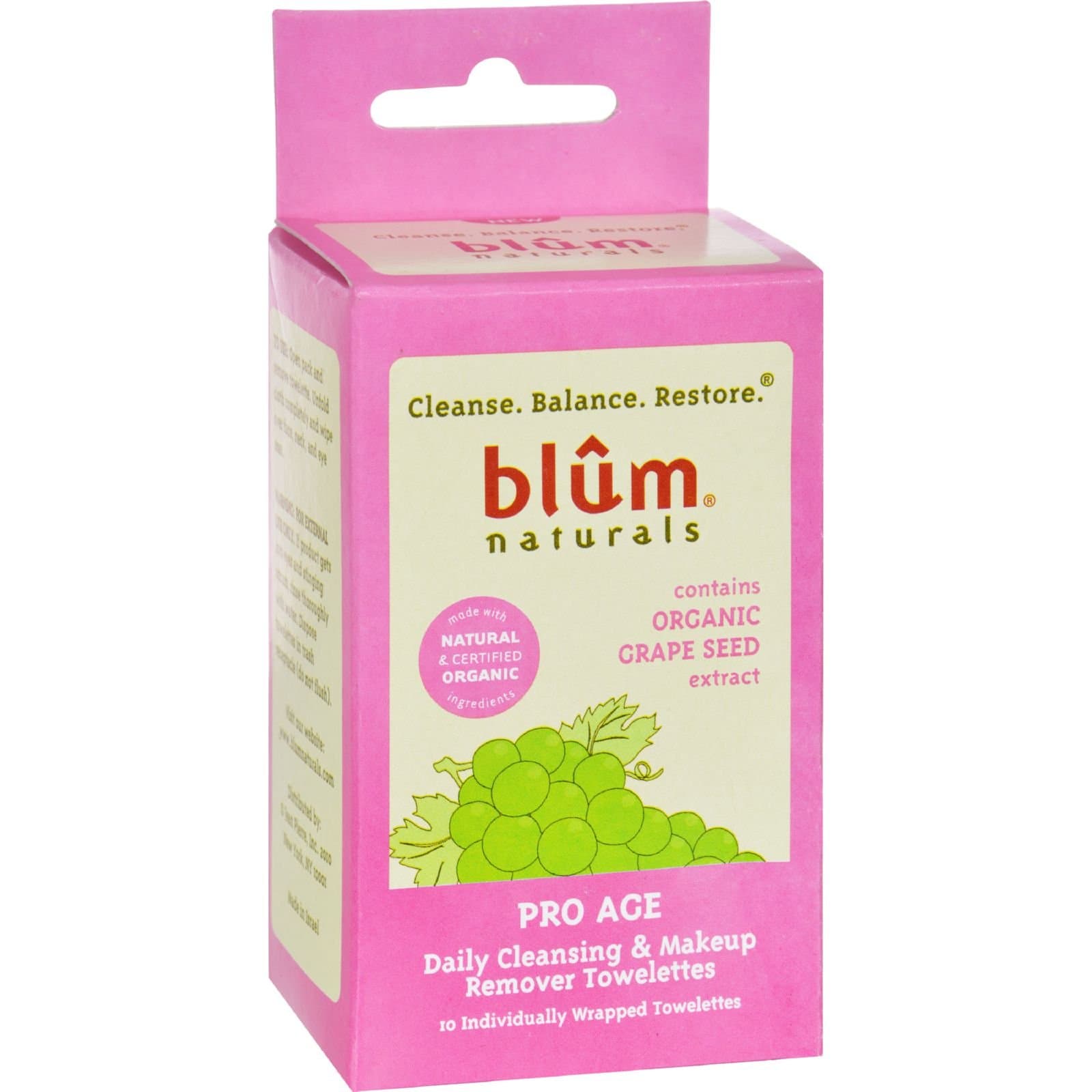 BLUM NATURALS TOWELETTES,DAILY,PRO-AGE, 10 CT
