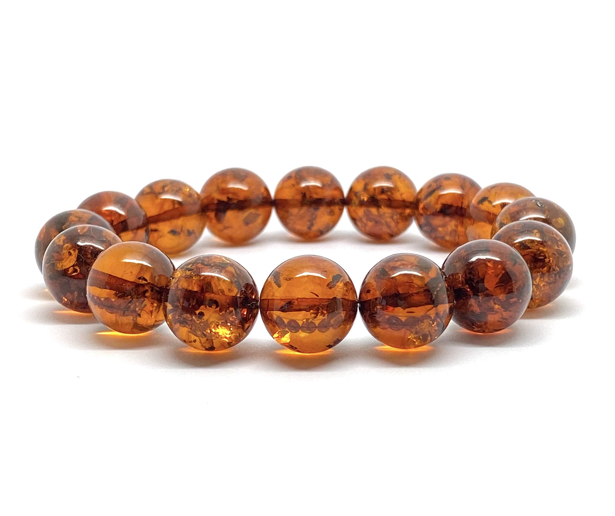 Natural Baltic Amber Bracelet Light Cognac Colour ±17g 12± mm size.