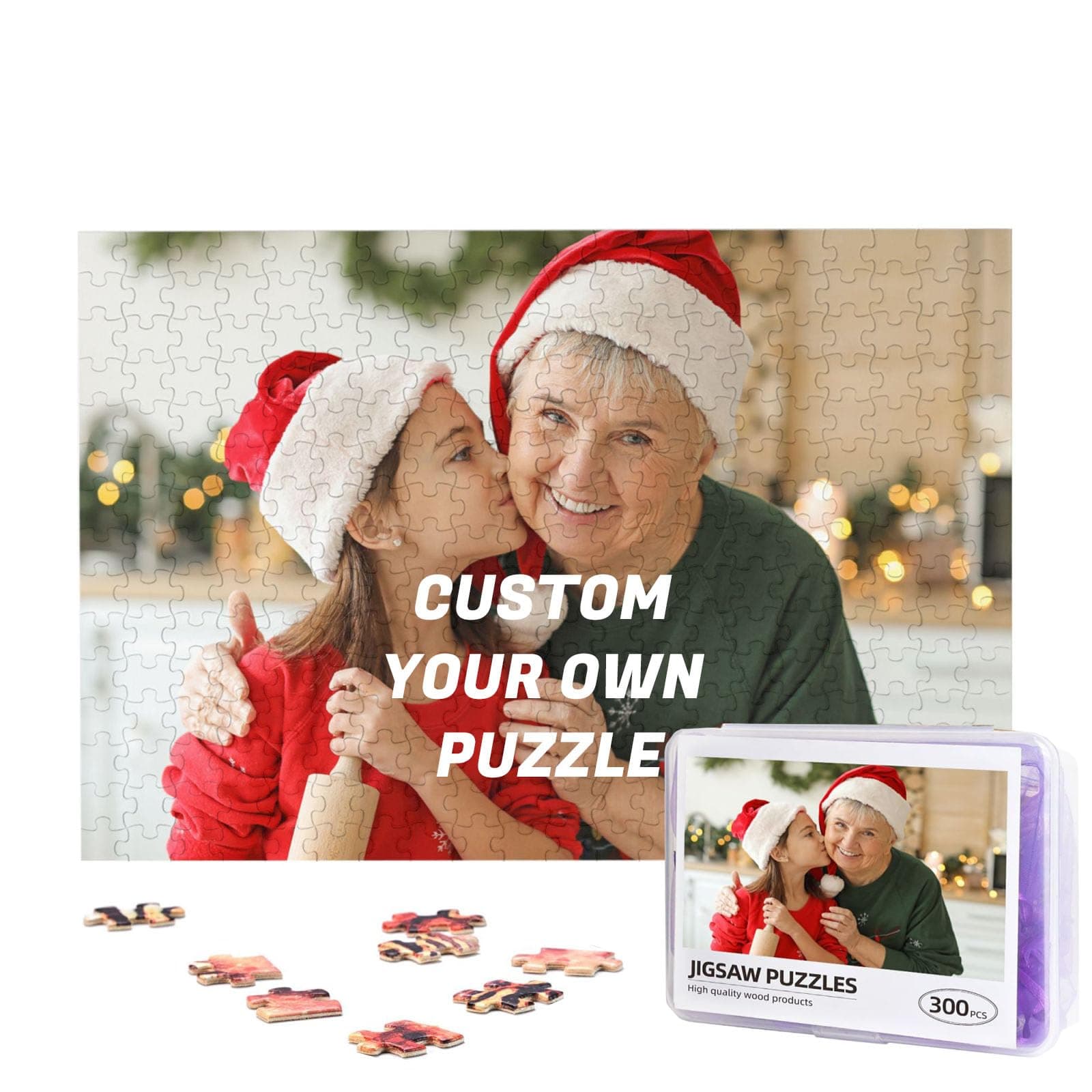 Personalised Jigsaw Puzzle from Photo Custom Picture Wooden Puzzles 300/500/1000 Pieces for Adult Kids Teens with Plastic Storage Box (Horizontal 300PCS)
