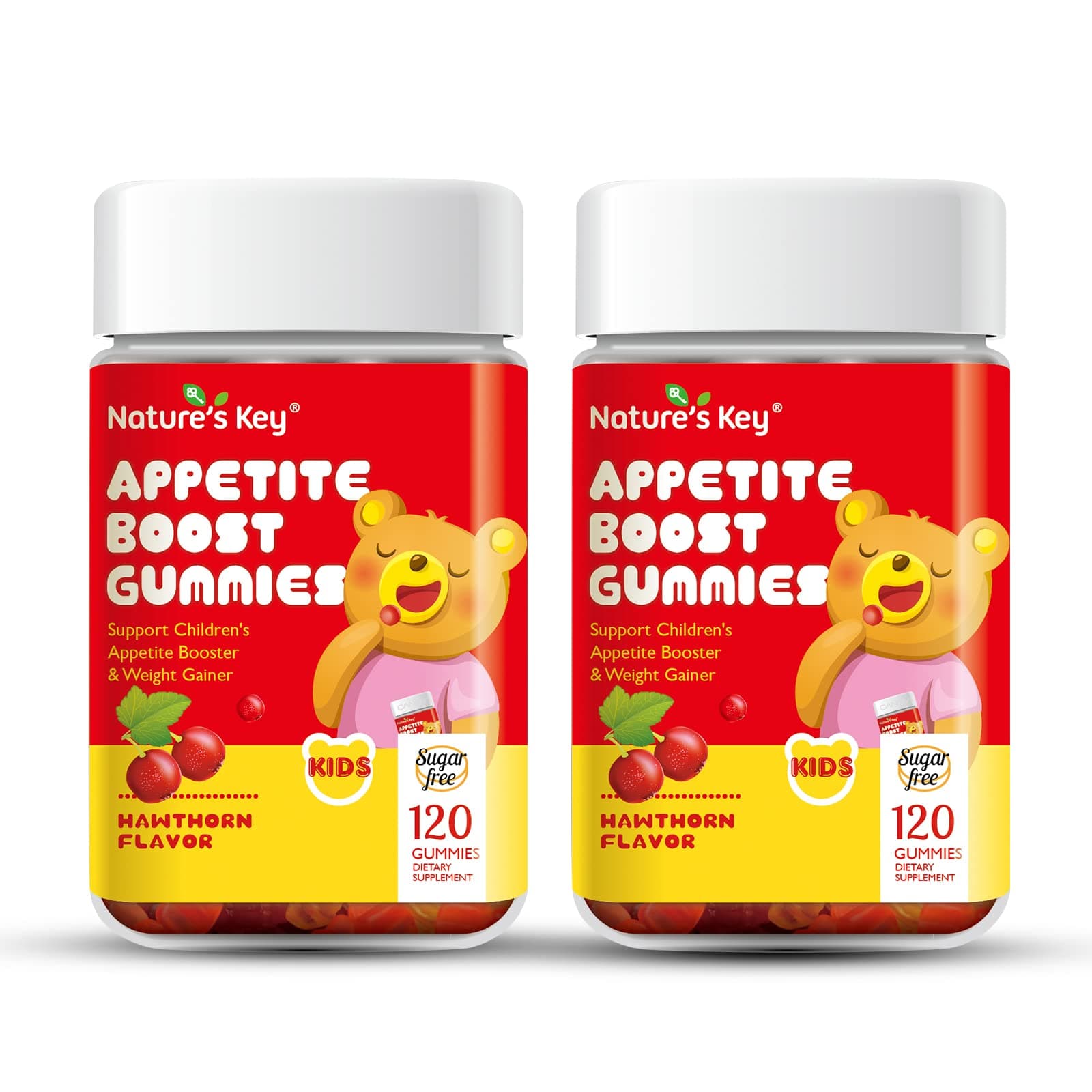 Nature's Key Appetite Booster Gummies for Kids to Eat More, Support Appetite Stimulant and Weight Gain (120 Count（Pack of 2）)