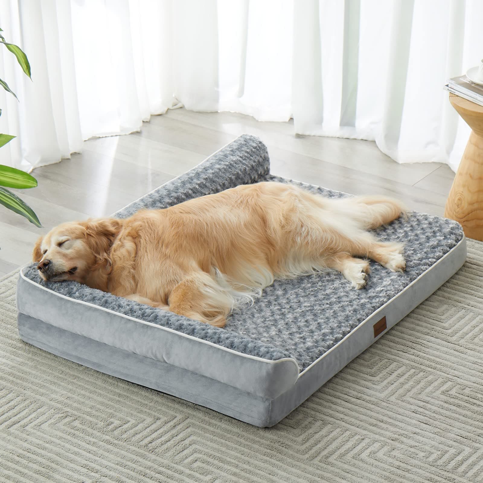 BFPETHOME Comfortable Dog Beds for Large Dogs,Waterproof Orthopedic Dog Bed Egg Foam Dog Beds,Sofa Dog Bed with Removable Washable Cover and Nonskid Bottom,Pet Bed for Large Dogs,42 * 30inch
