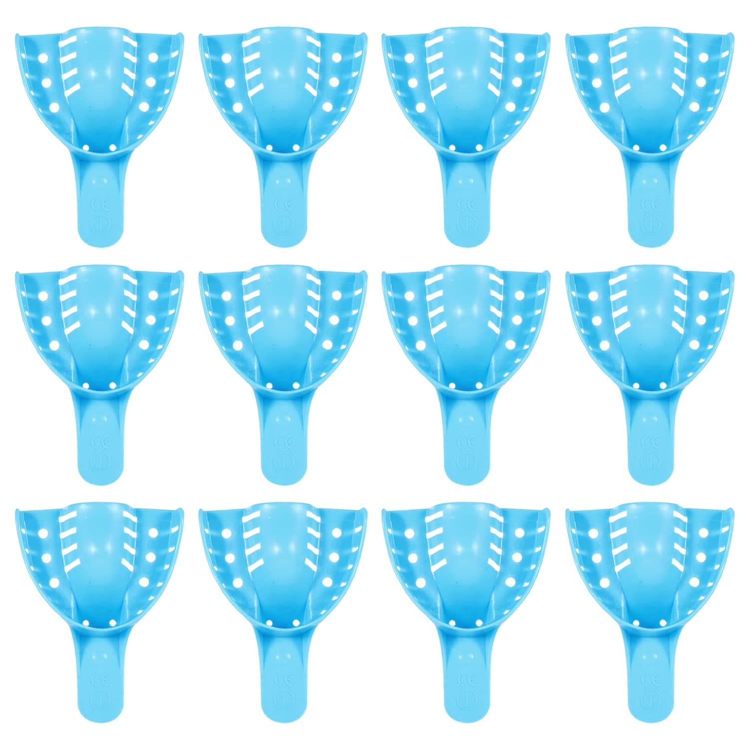 JMU Dental Impression Tray,Bag of 12 Autoclave Perforated Disposable Trays,1 Large Upper